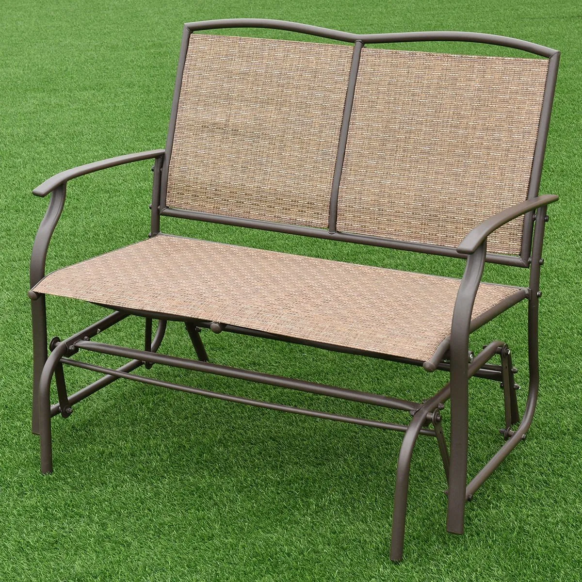 Giantex Patio Glider Bench Outdoor, Swing Loveseat, Patio Swing Rocker Lounge Glider Chair