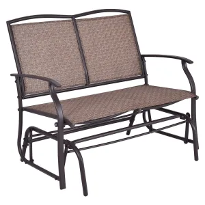 Giantex Patio Glider Bench Outdoor, Swing Loveseat, Patio Swing Rocker Lounge Glider Chair