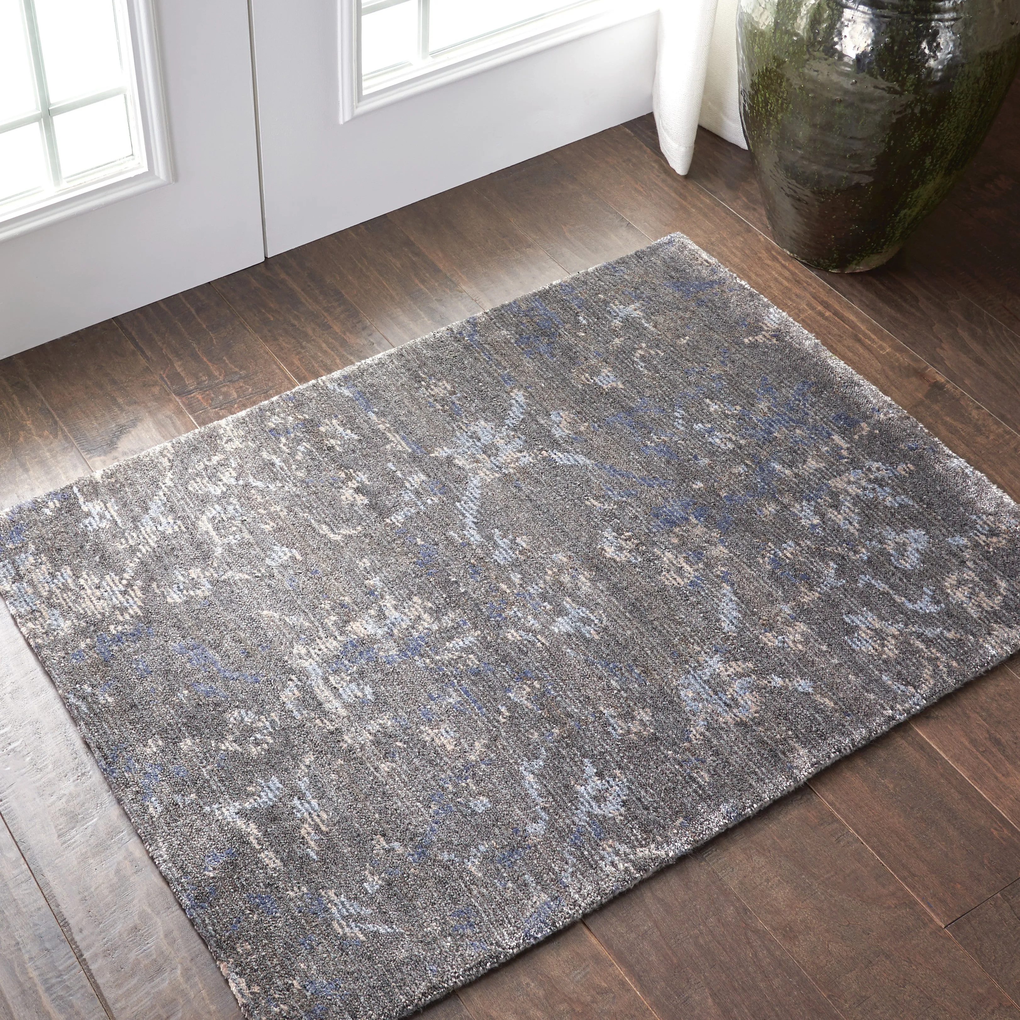 Grey Essentials Tibetan Style Contemporary Bamboo Rug