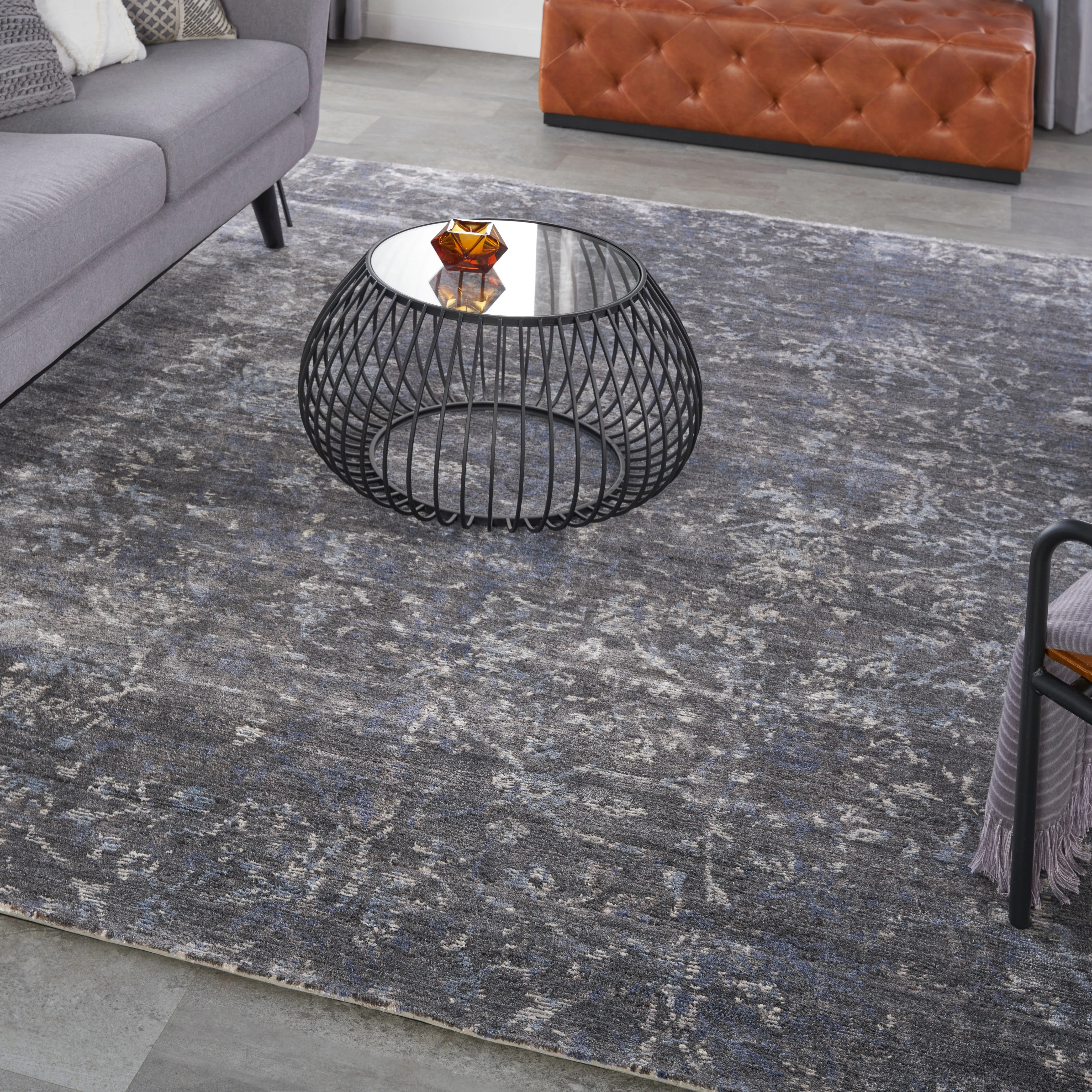 Grey Essentials Tibetan Style Contemporary Bamboo Rug