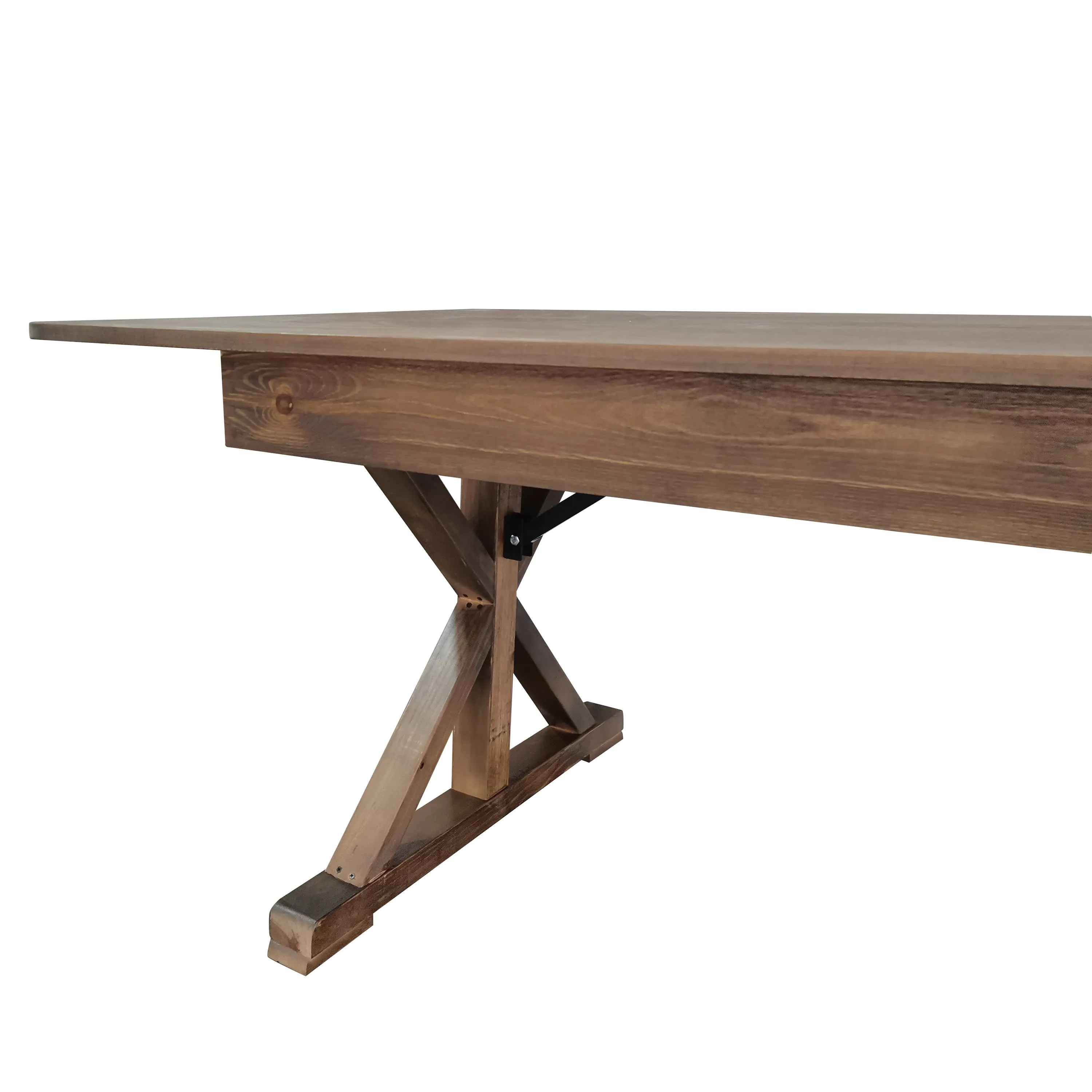 HERCULES 9' x 40" Rectangular Solid Pine Folding Farm Table with X Legs