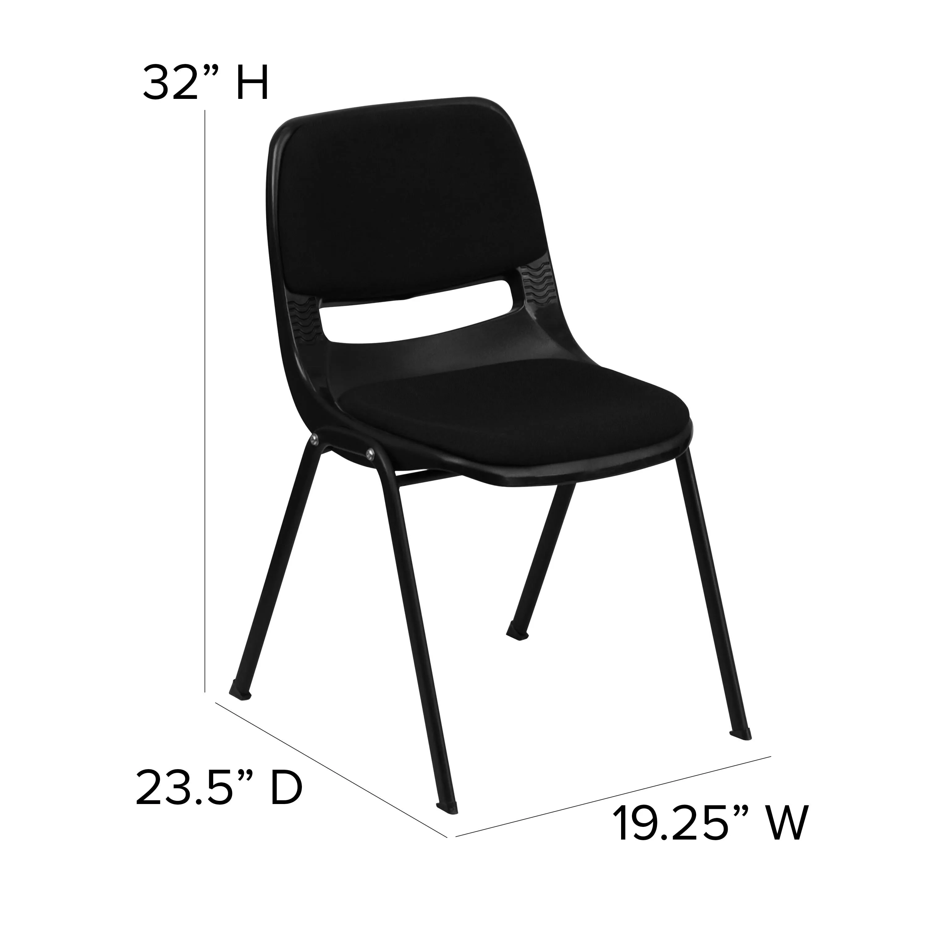 HERCULES Series 880 lb. Capacity Padded Ergonomic Shell Stack Chair with Metal Frame