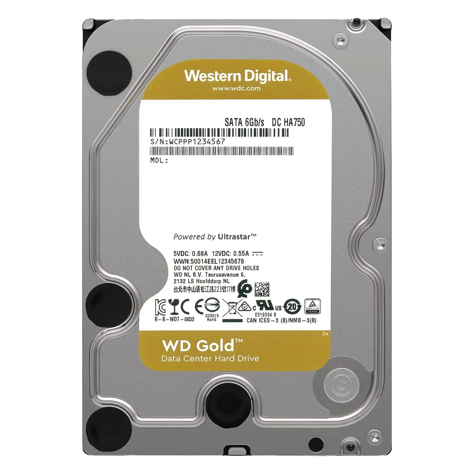 Internal hard drive Western Digital WD Gold Enterprise Class, WD102VRYZ, 10TB