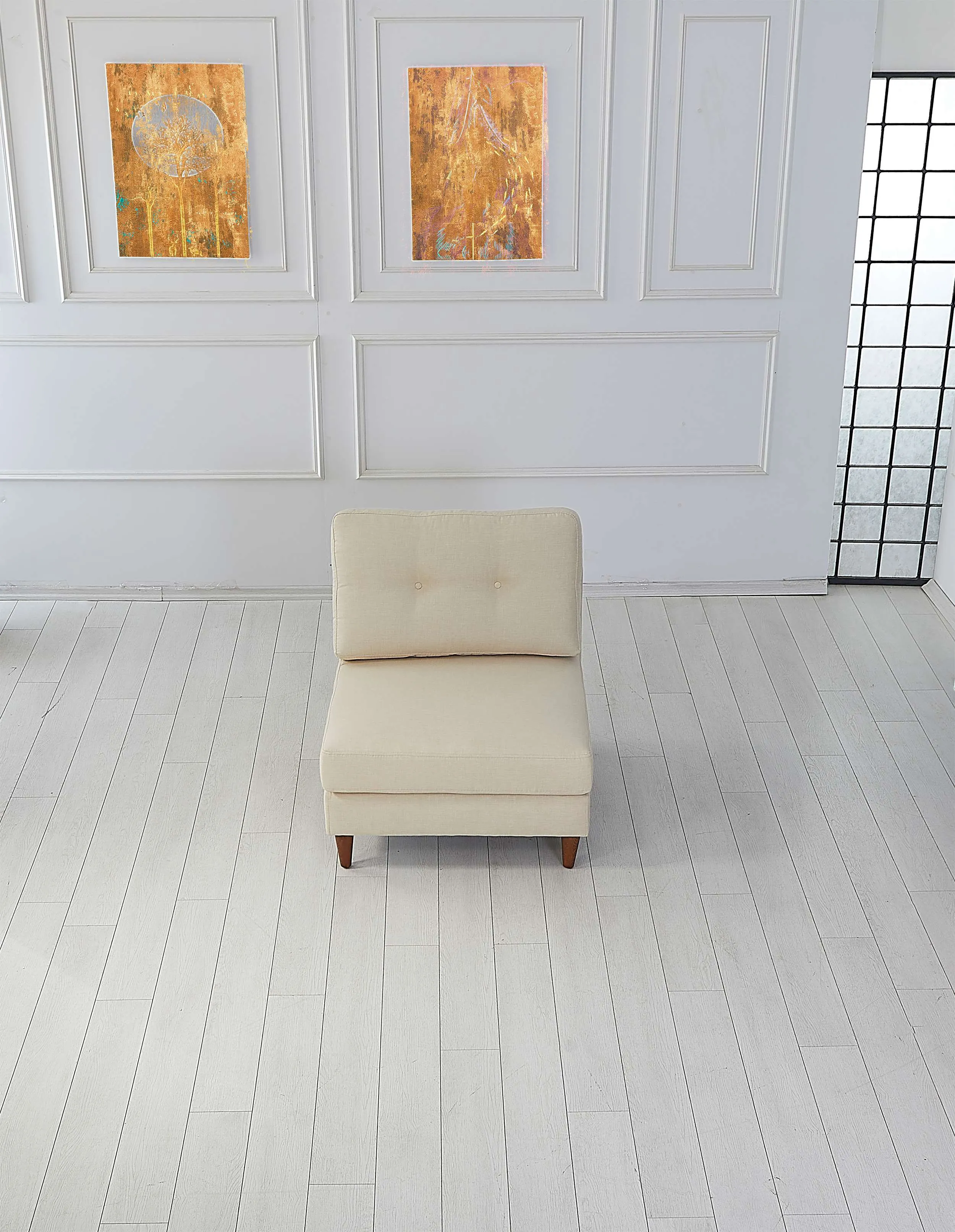 Leo 1 Seater/Corner/Armless 1 Seater/Armless 1 Seater/Chaise - Daisy White All Over