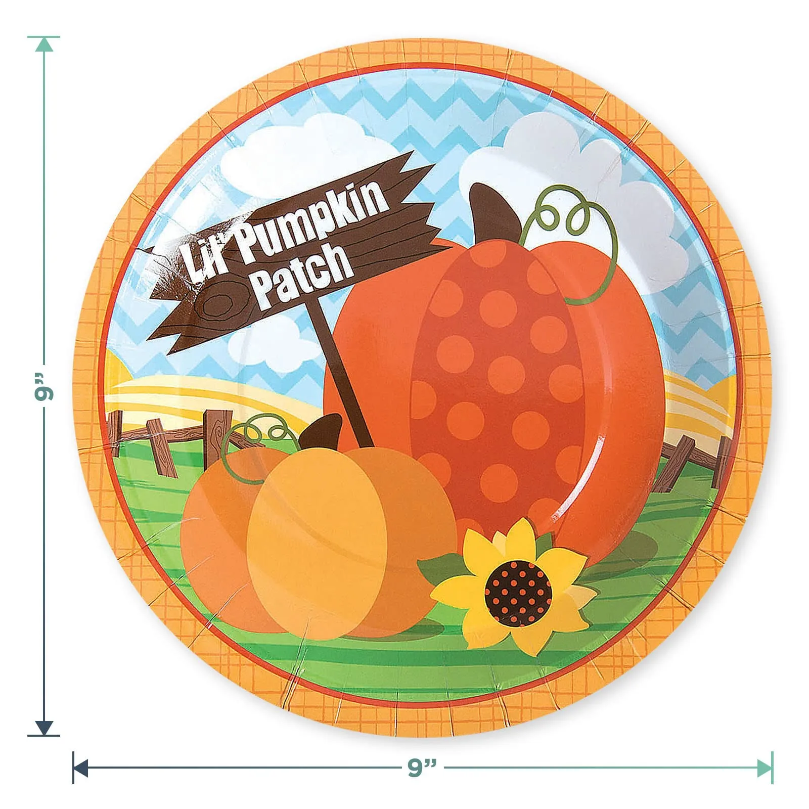 Lil' Pumpkin Patch & Sunflower Paper Plates and Napkins for Fall Parties & Thanksgiving