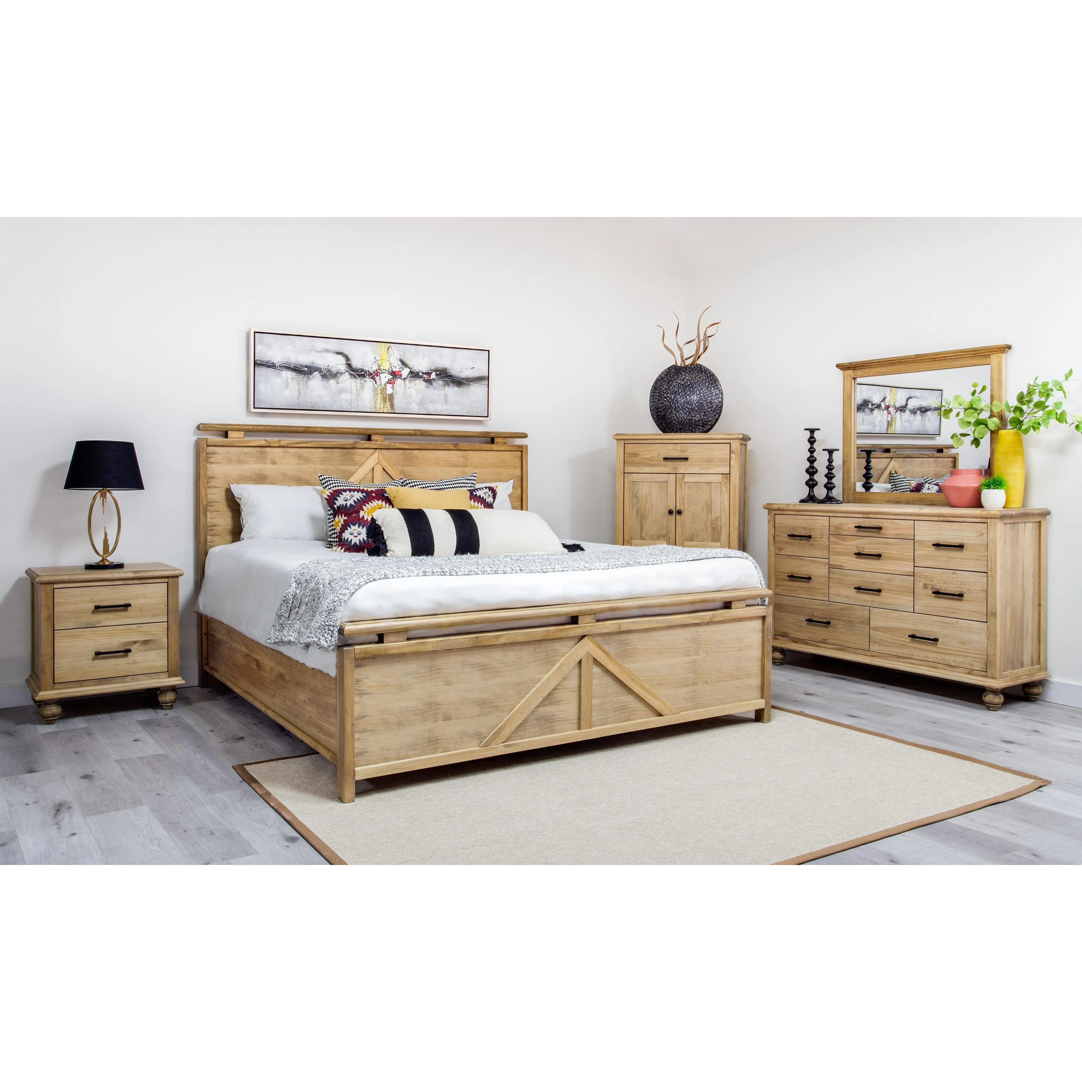 Mako Wood Furniture Victoria 8300 8 pc King Panel Bedroom Set