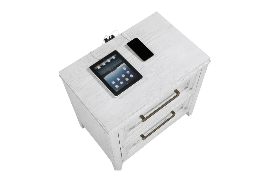 Marielle 2-drawer Nightstand Bedside Table Distressed White 224842