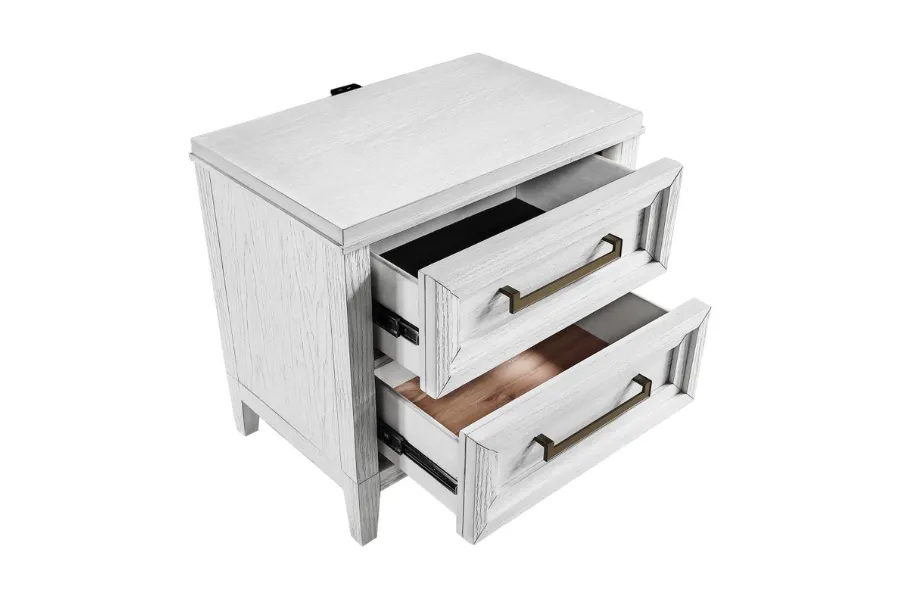 Marielle 2-drawer Nightstand Bedside Table Distressed White 224842