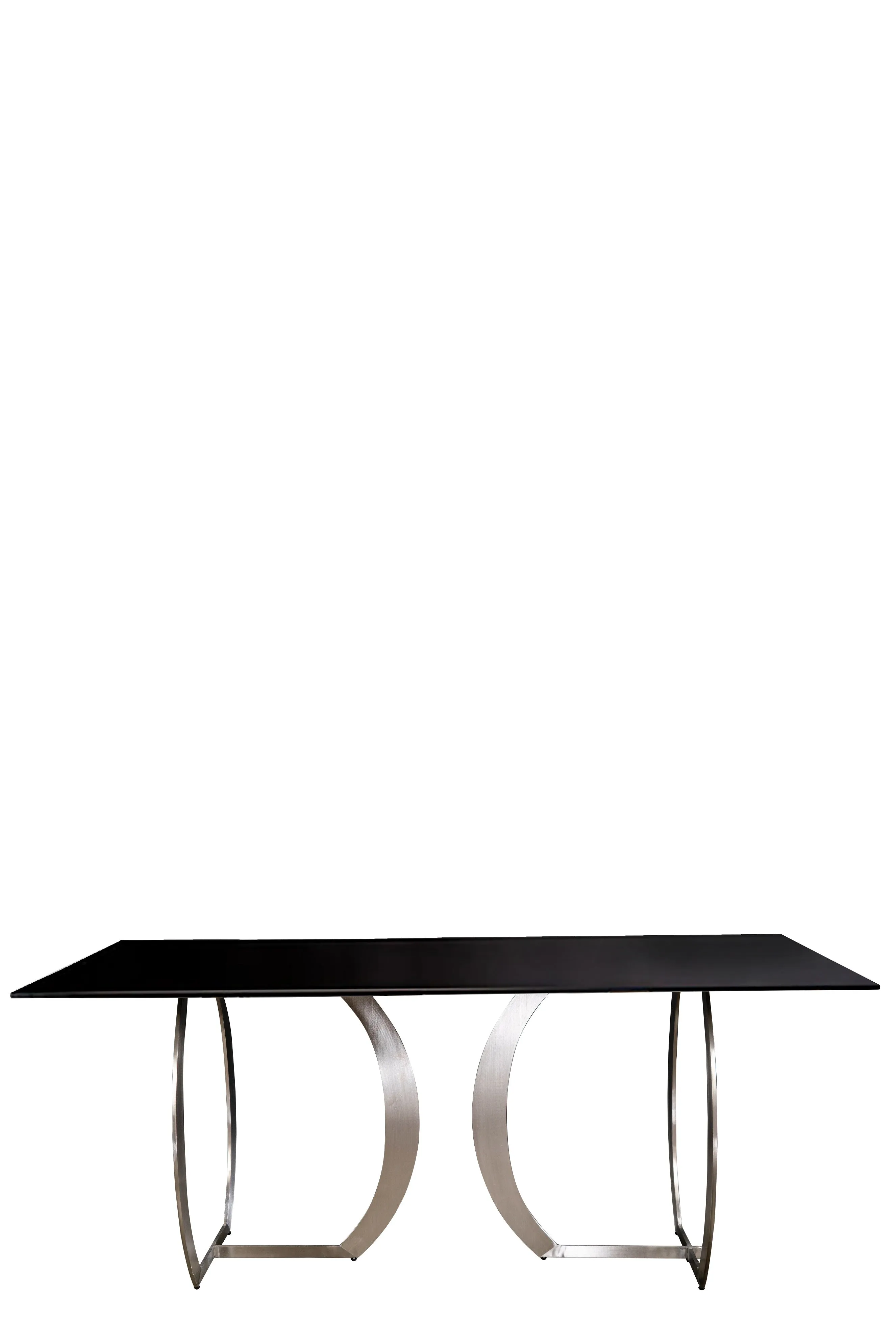 Monique Glass Top Dining Table  in Silver