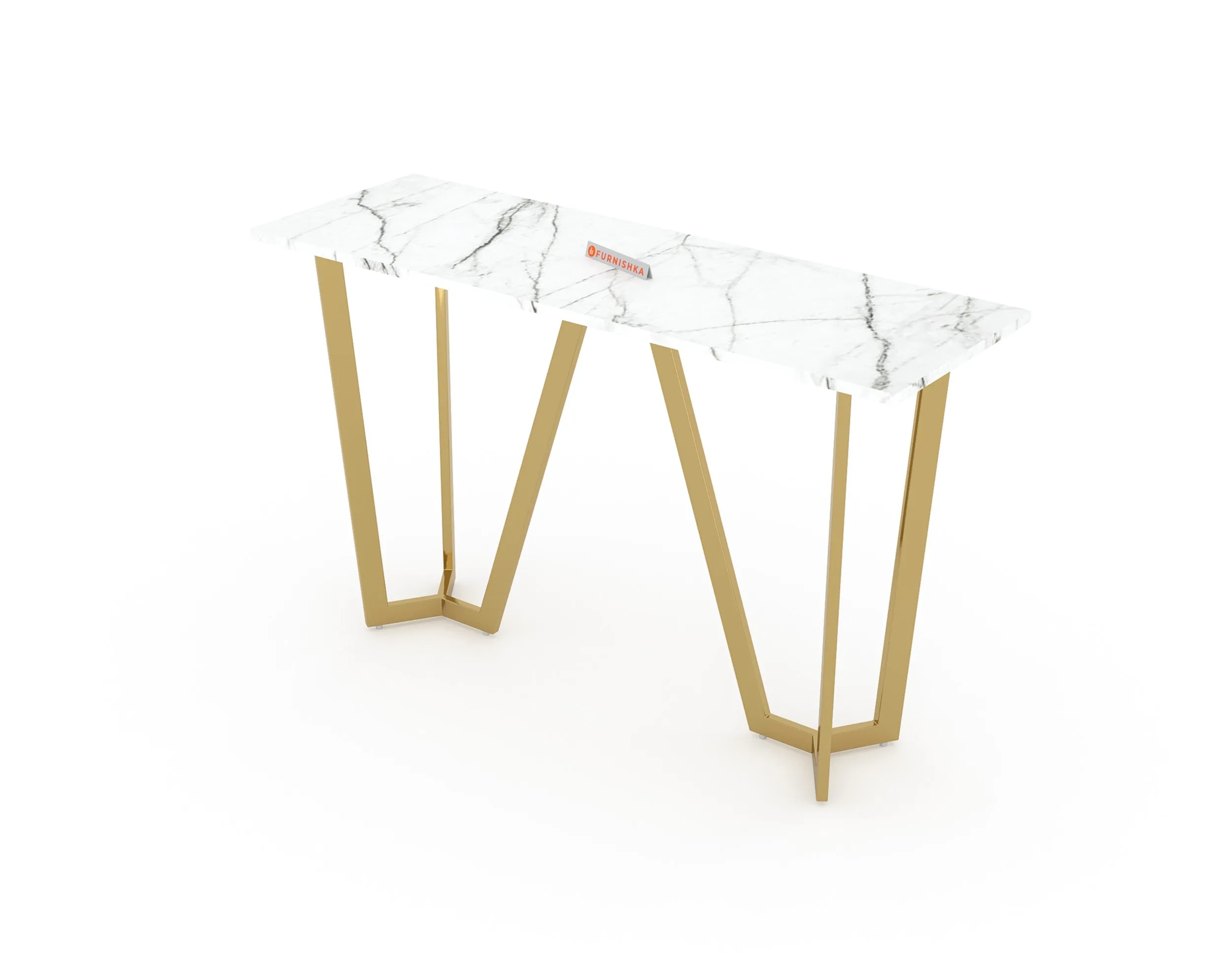 Olzaa Console Table with White Engineered Marble Top