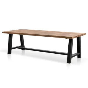 Outdoor Dining Table - Natural Top and Black Base