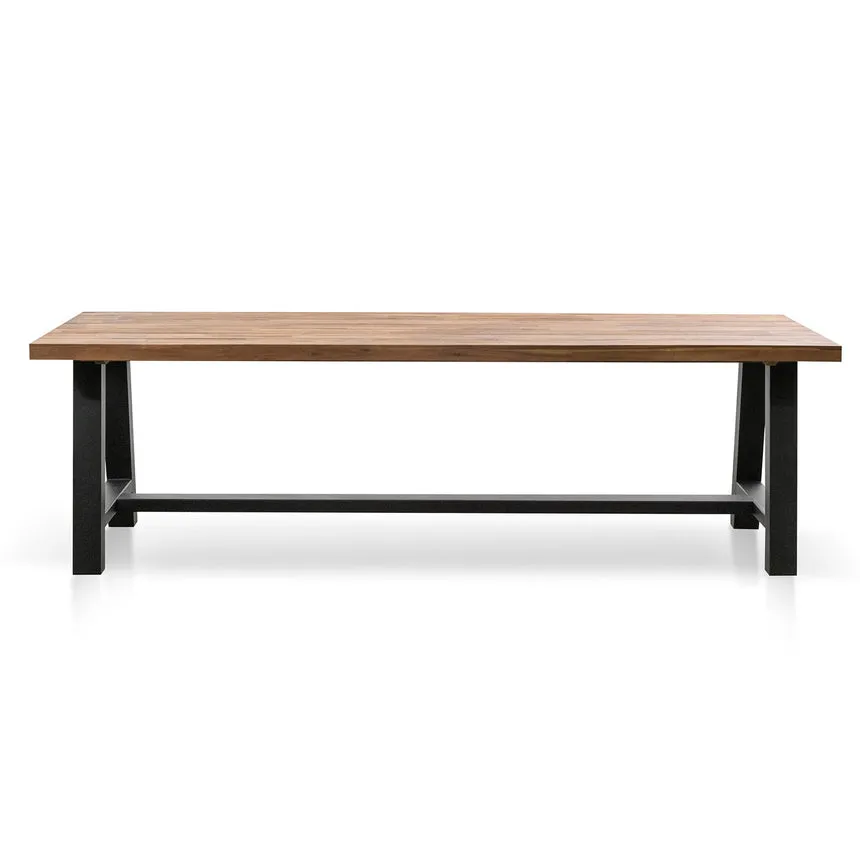 Outdoor Dining Table - Natural Top and Black Base