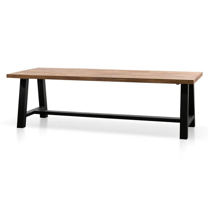 Outdoor Dining Table - Natural Top and Black Base