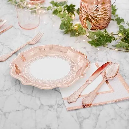 Party Porcelain Rose Gold Paper Plates