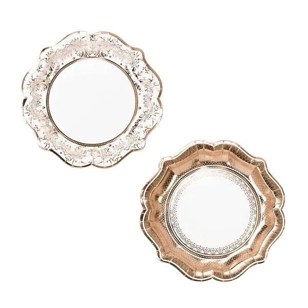 Party Porcelain Rose Gold Paper Plates