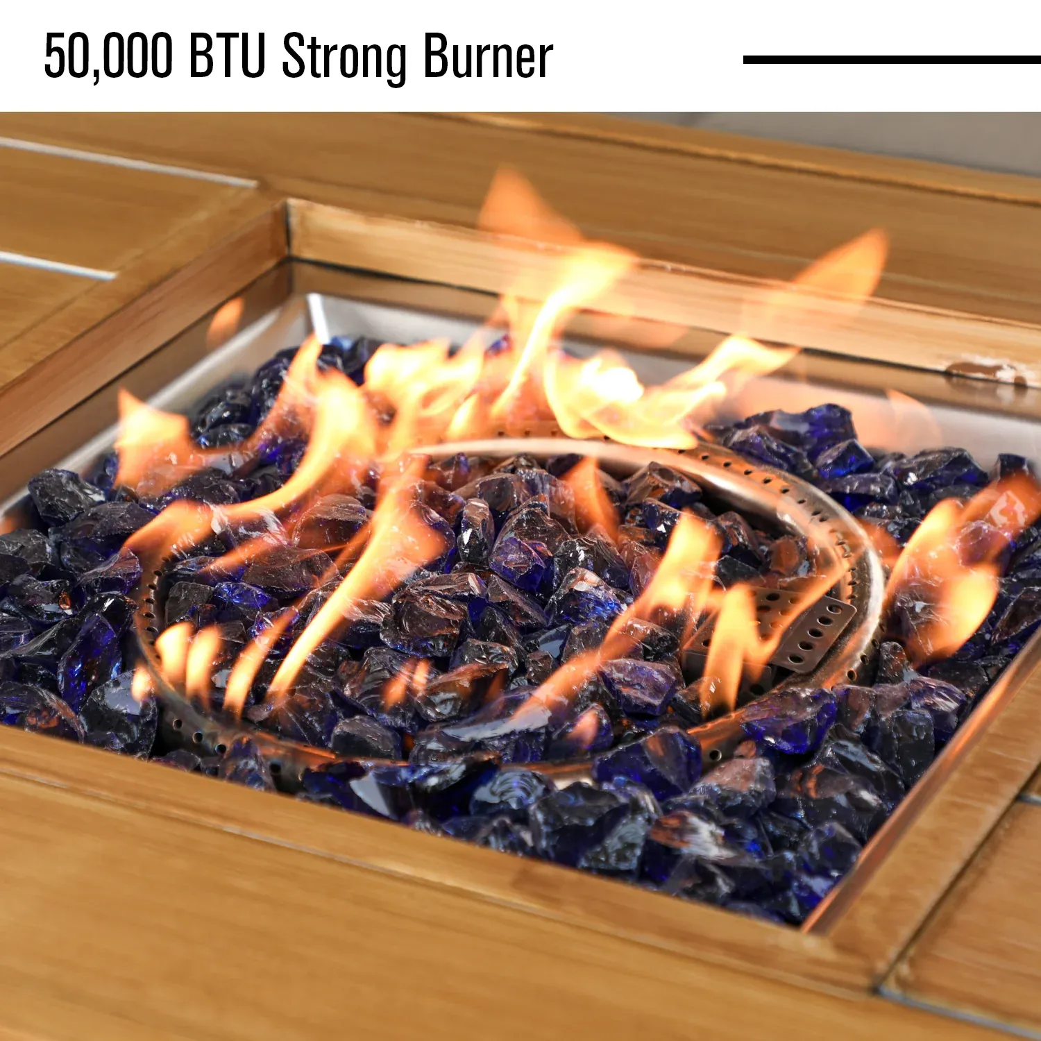 PHI VILLA  46" x 26" Storage Fire Pit Table 50,000 BTU with Wood-look Tabletop-Functional and Stylish