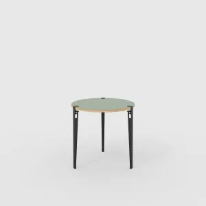 Plywood Round Table with Black Tiptoe Legs - Formica Green Slate - 800(dia) x 750(h)