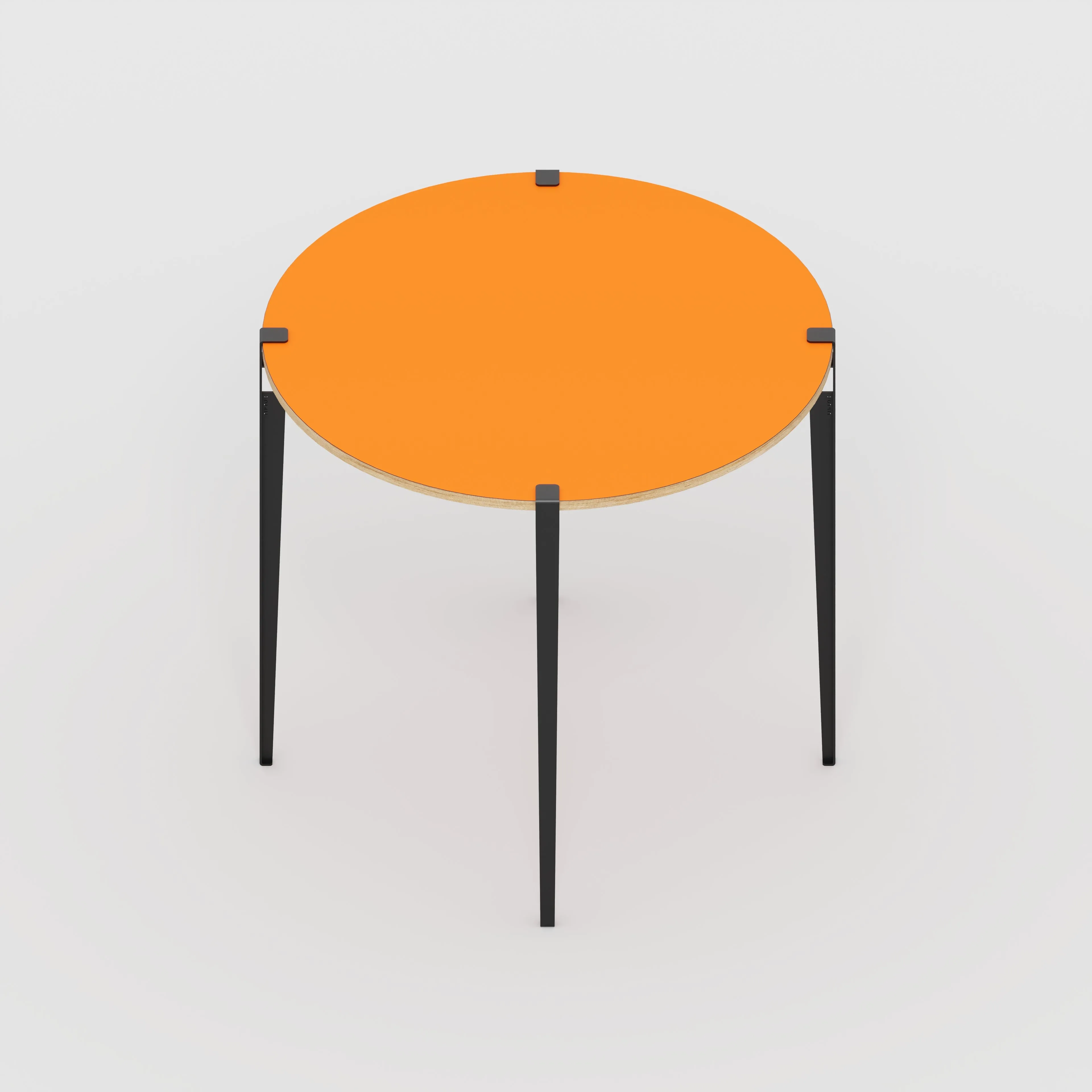 Plywood Round Table with Black Tiptoe Legs - Formica Levante Orange - 1200(dia) x 1100(h)