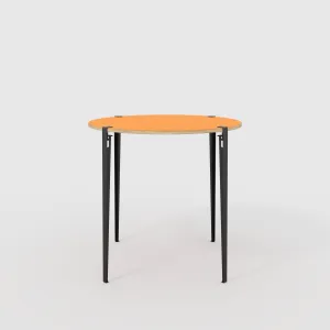 Plywood Round Table with Black Tiptoe Legs - Formica Levante Orange - 1200(dia) x 1100(h)