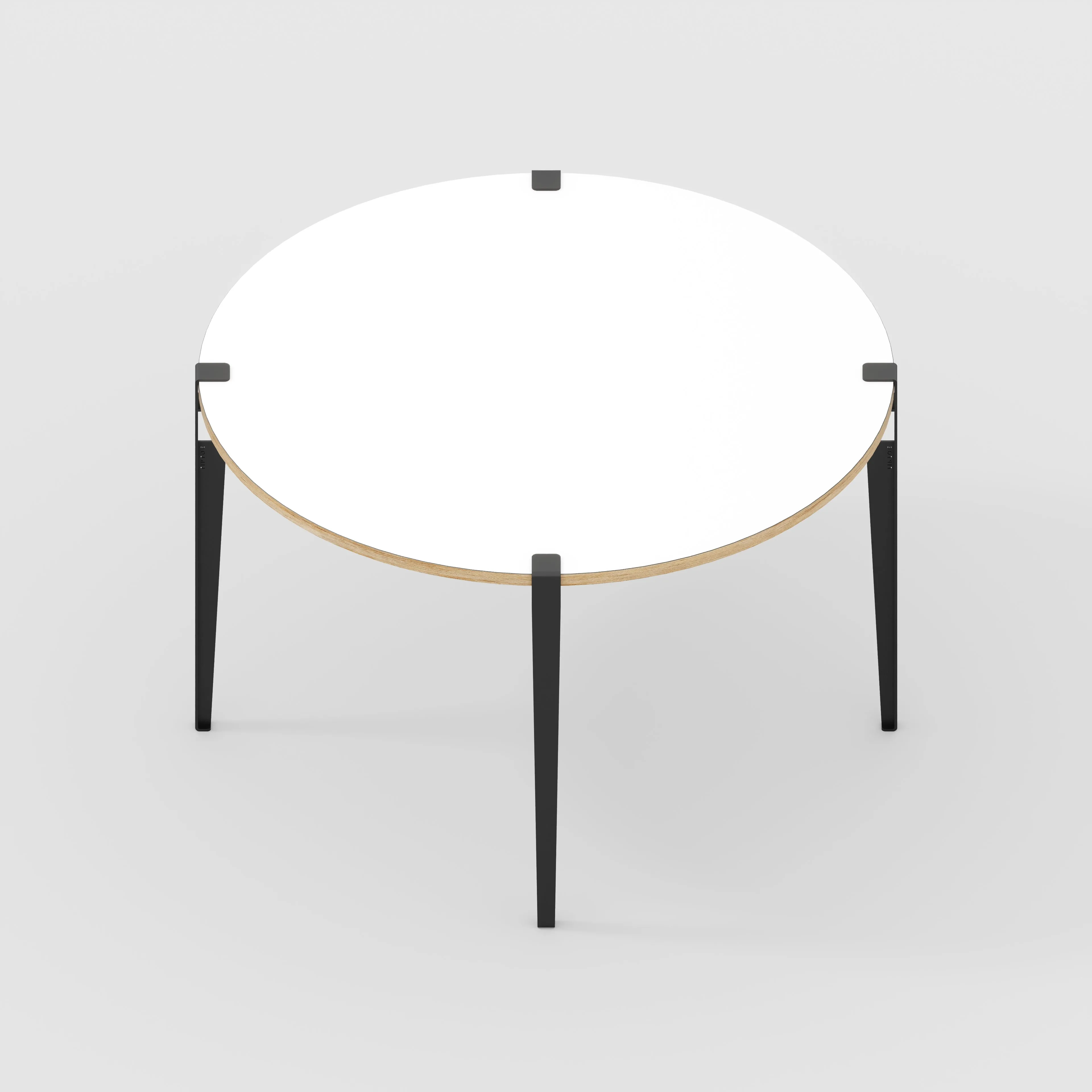 Plywood Round Table with Black Tiptoe Legs - Formica White - 1200(dia) x 750(h)