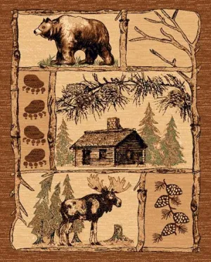 "Bear, Cabin & Moose"  Area Rug - 4 x 5