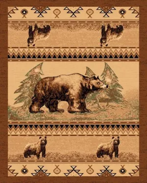 "Bear" Rustic Northwoods Area Rug - 2 x 3