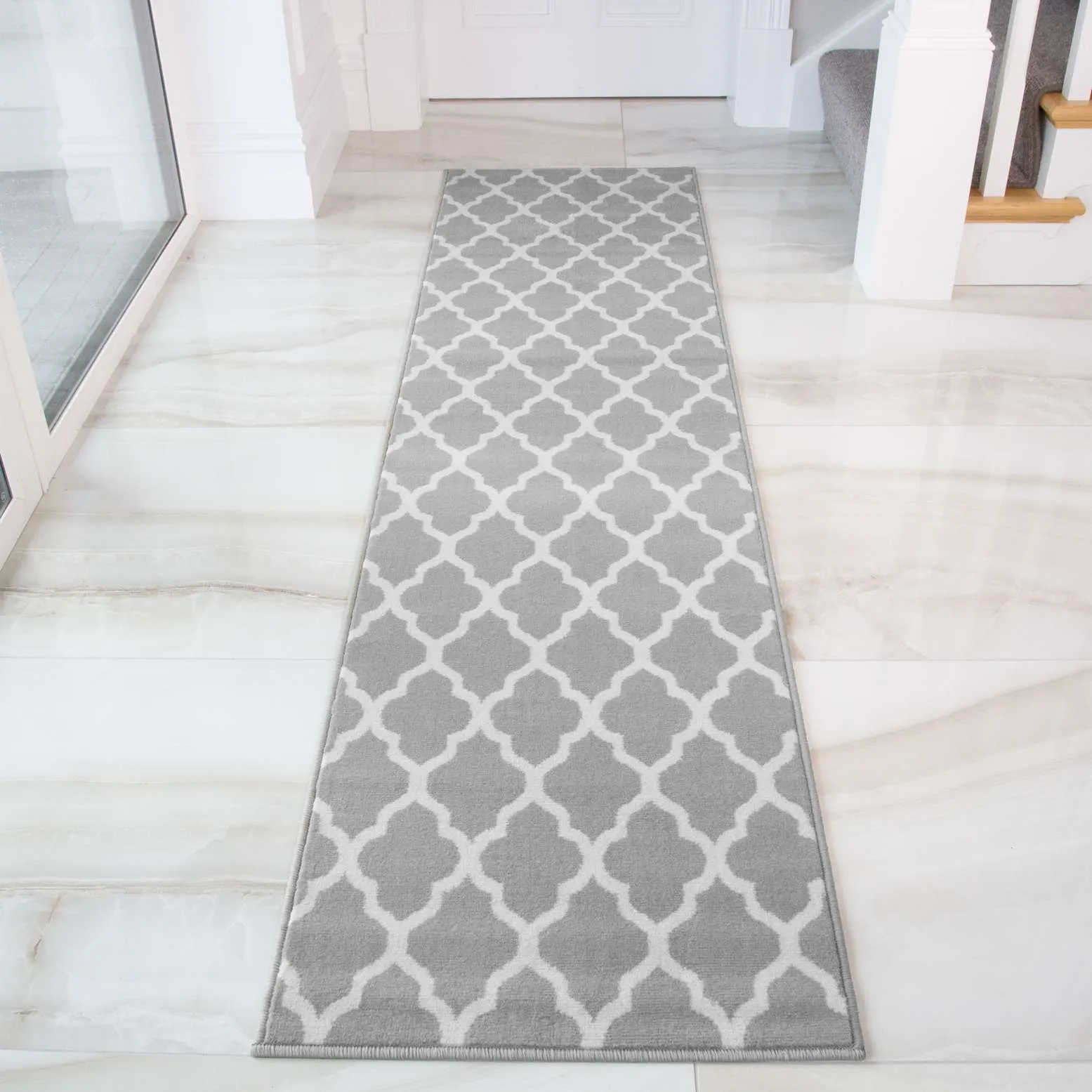 Round Circle Trellis Grey Rug