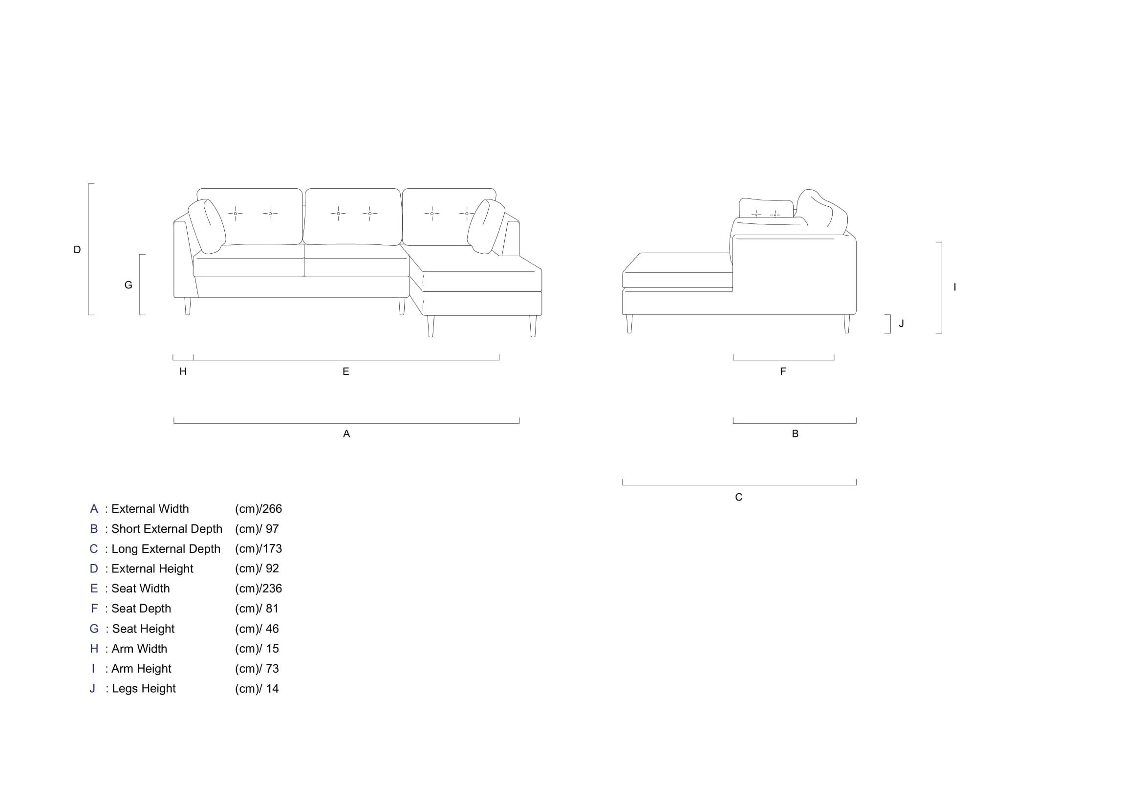 Rubeza Leo 4 Seater Right Hand Facing Chaise End Corner Sofa - Super Emerald Green & White