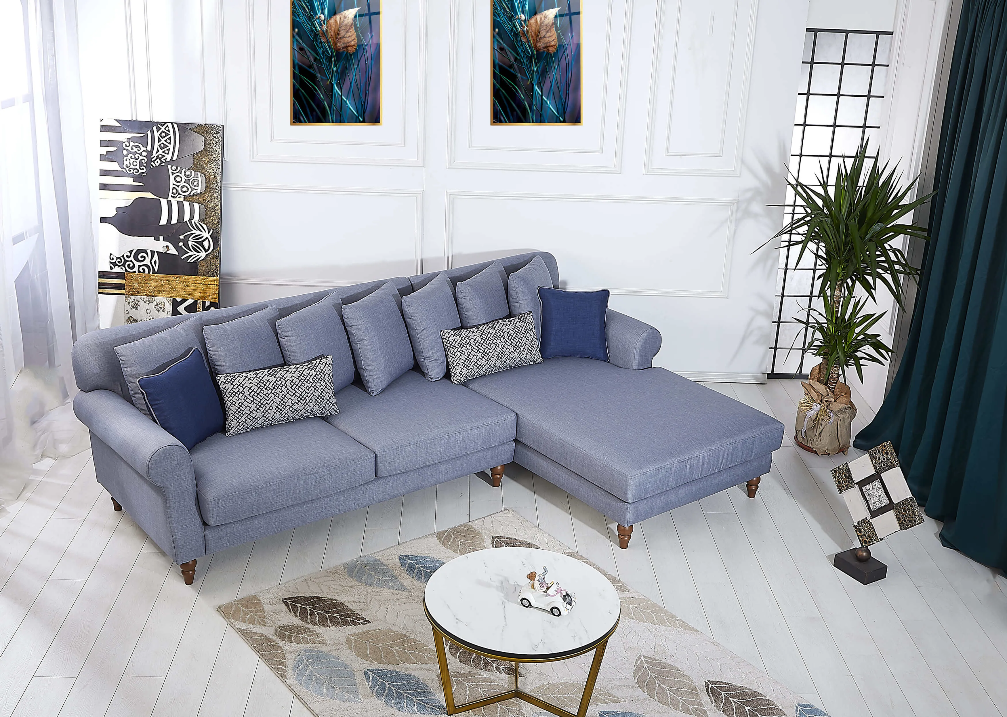 Rubeza Paula 2 Seater/Chaise - Steel Blue