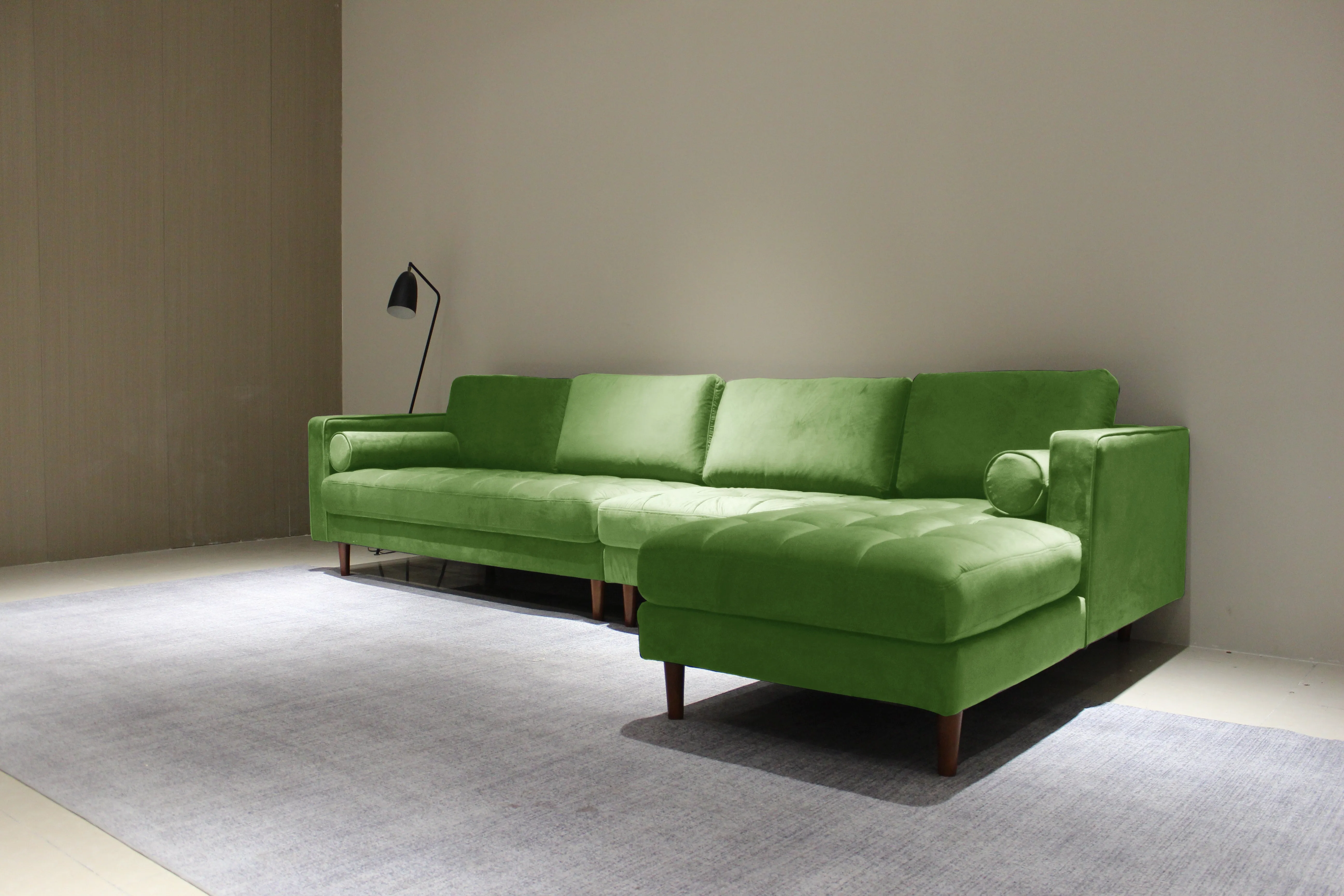 Rubeza Scott 5 Seater Right Hand Facing Chaise End Corner Sofa - Grass Green 2