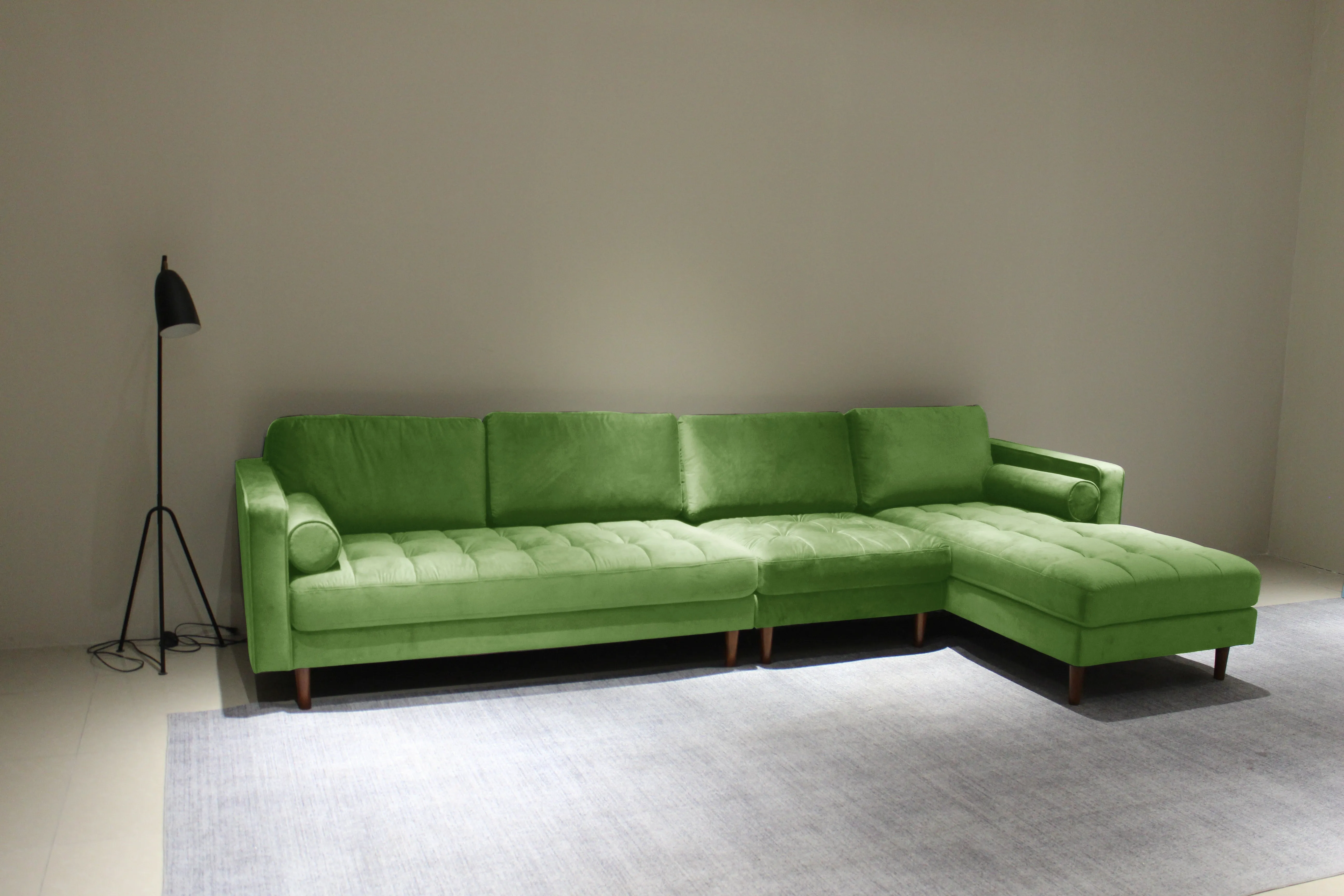 Rubeza Scott 5 Seater Right Hand Facing Chaise End Corner Sofa - Grass Green 2