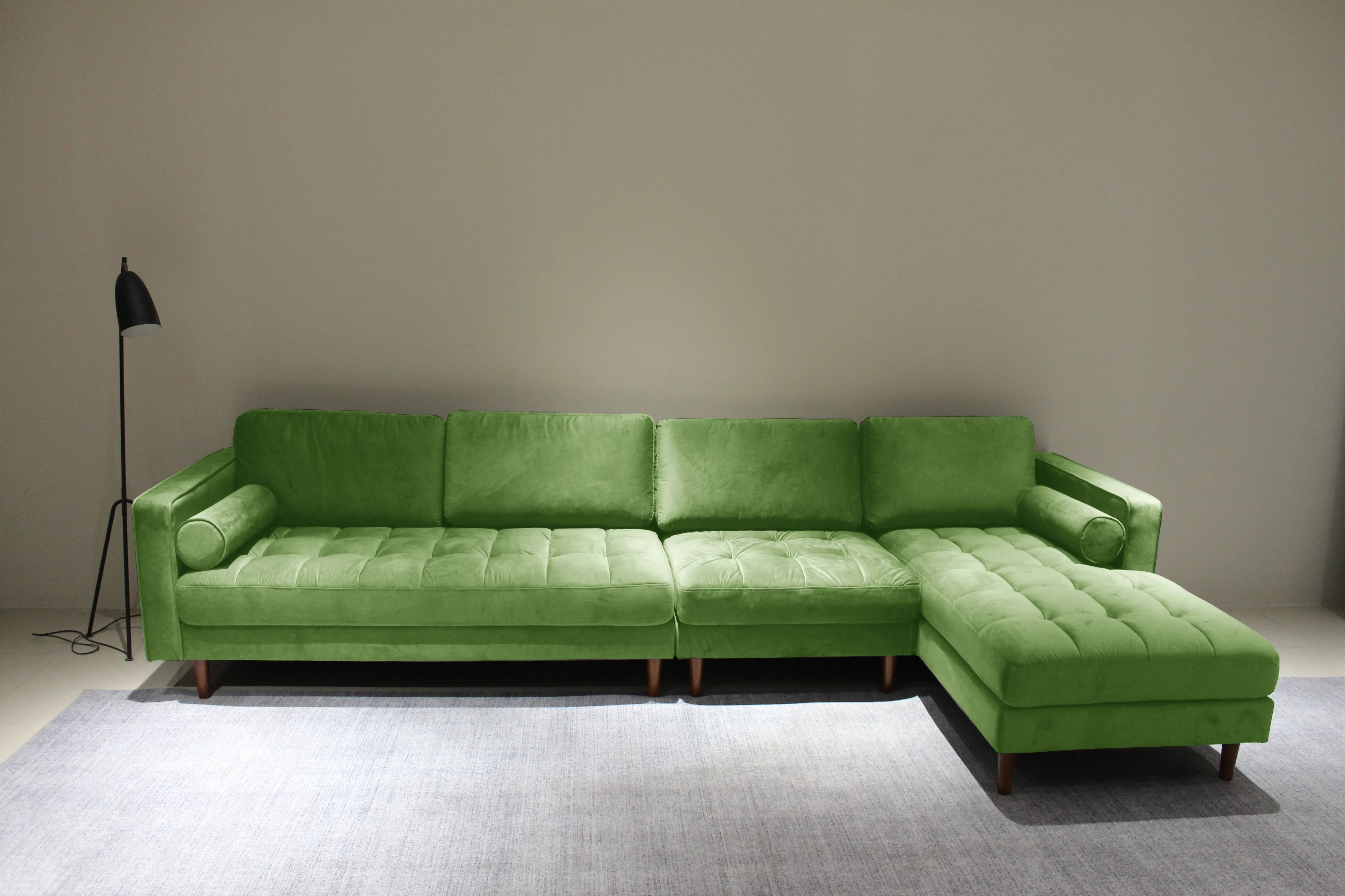 Rubeza Scott 5 Seater Right Hand Facing Chaise End Corner Sofa - Grass Green 2