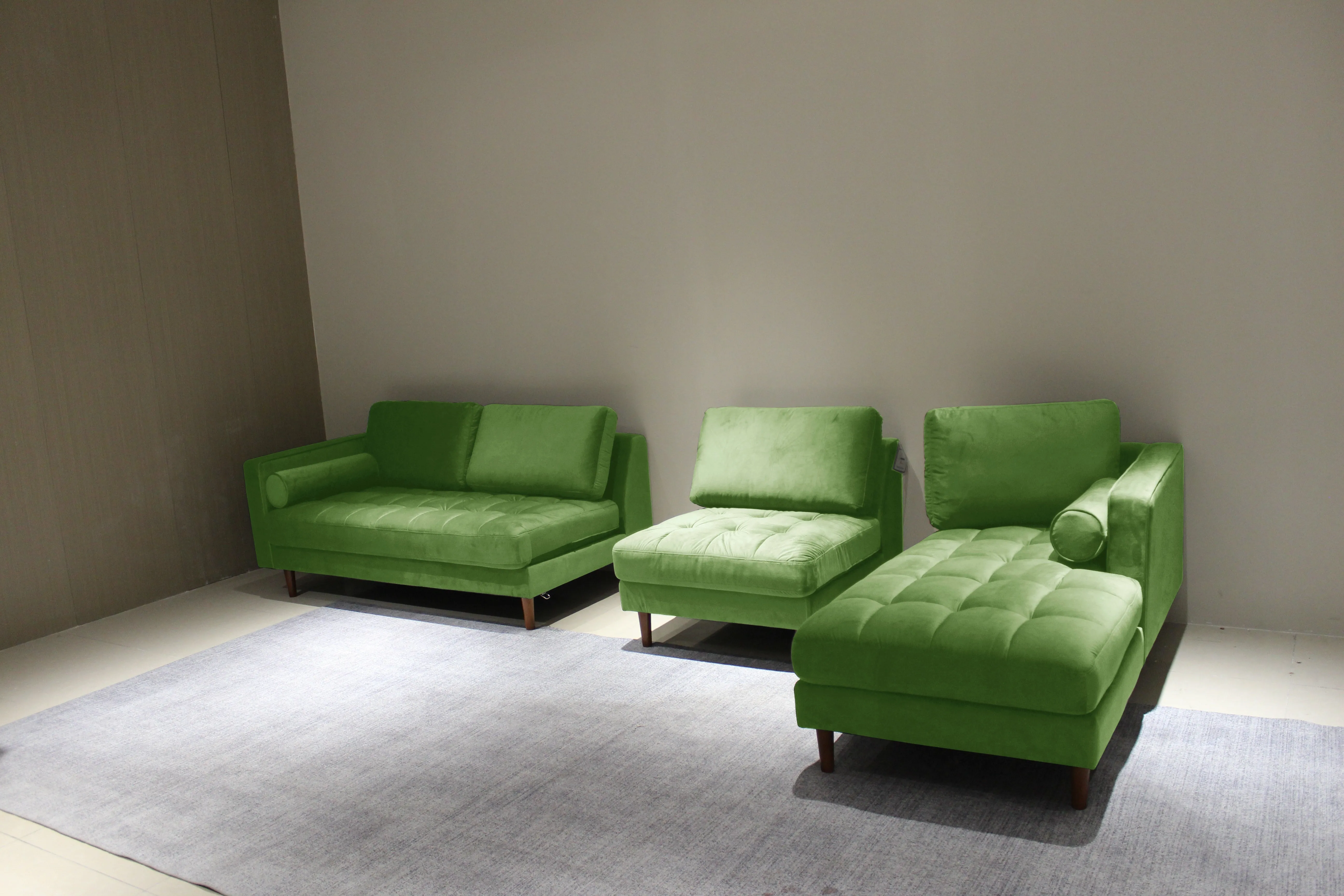 Rubeza Scott 5 Seater Right Hand Facing Chaise End Corner Sofa - Grass Green 2