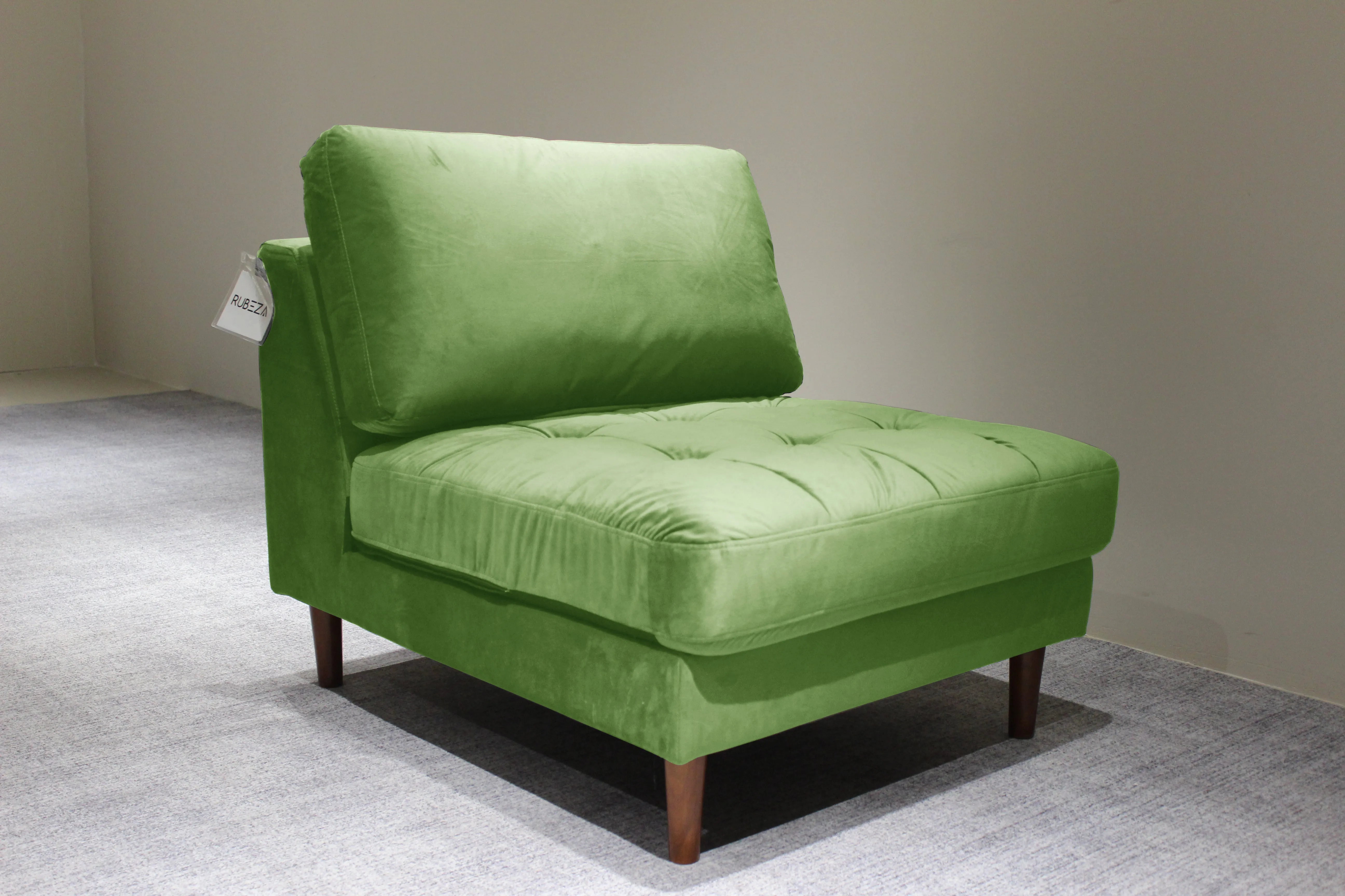 Rubeza Scott 5 Seater Right Hand Facing Chaise End Corner Sofa - Grass Green 2