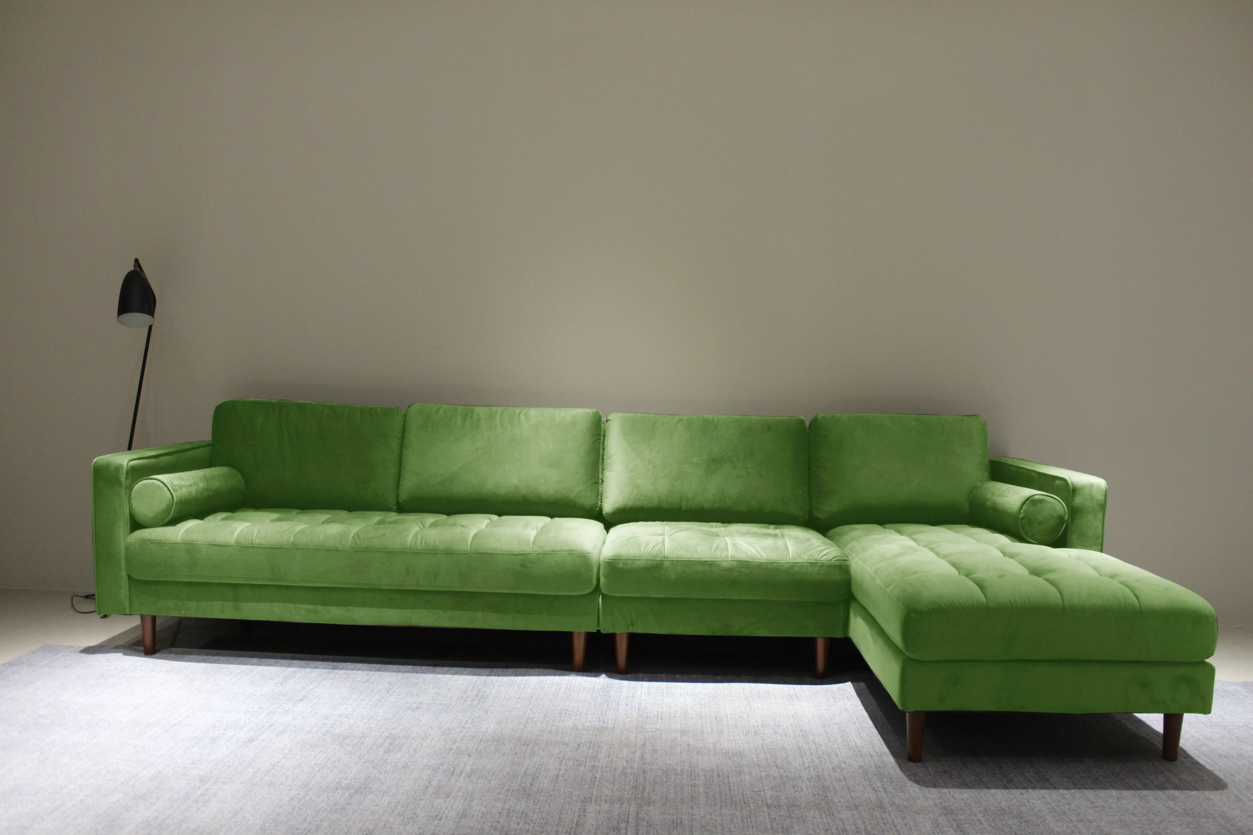 Rubeza Scott 5 Seater Right Hand Facing Chaise End Corner Sofa - Grass Green 2