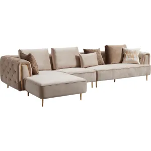 Rubeza Sofia Left Hand Facing Big Corner Sofa  - Warm Sand