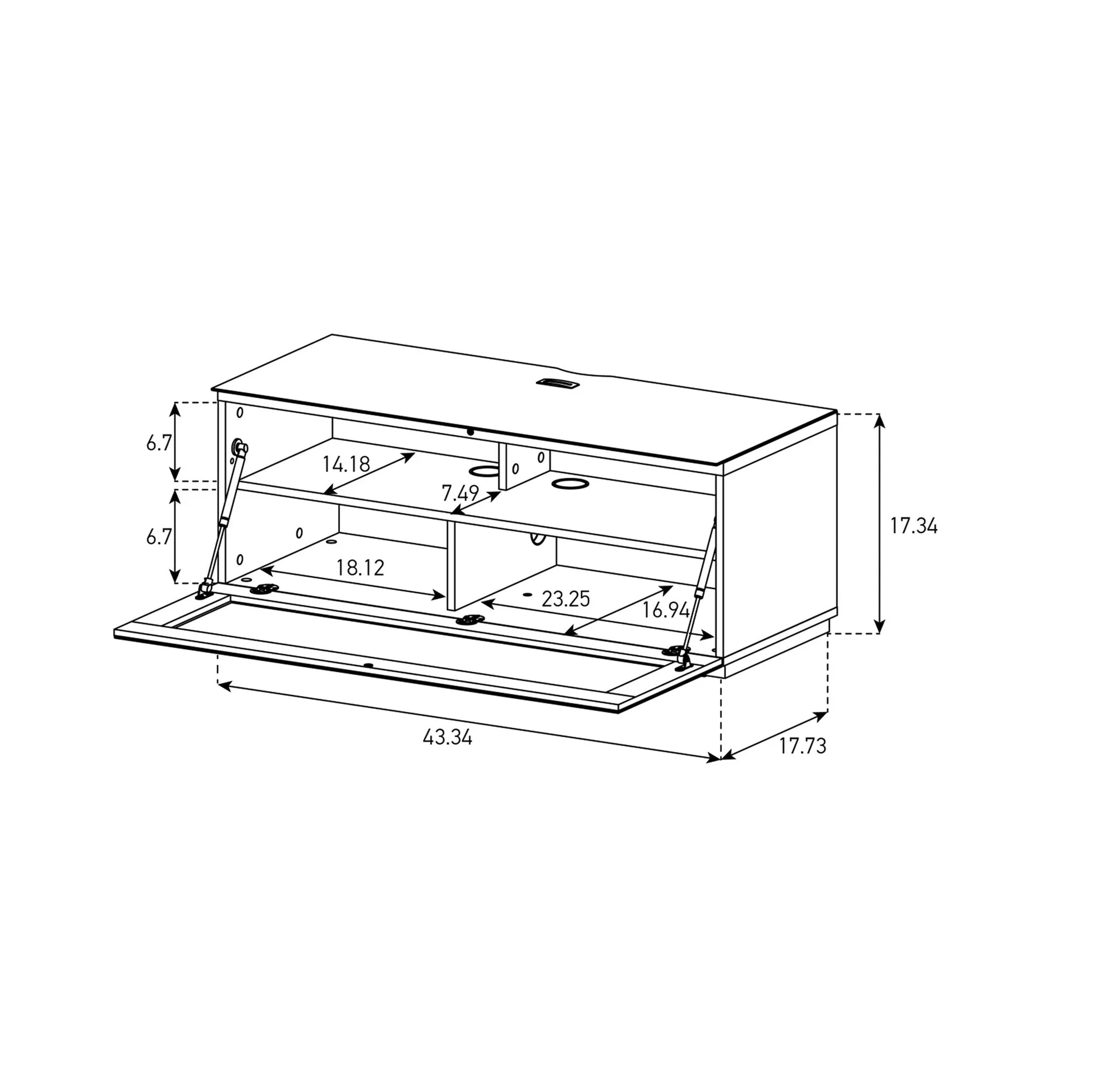 Sonorous Studio ST110 Modern TV Stand w/ Hidden Wheels for TVs up to 65" - Black / White Wood Cover