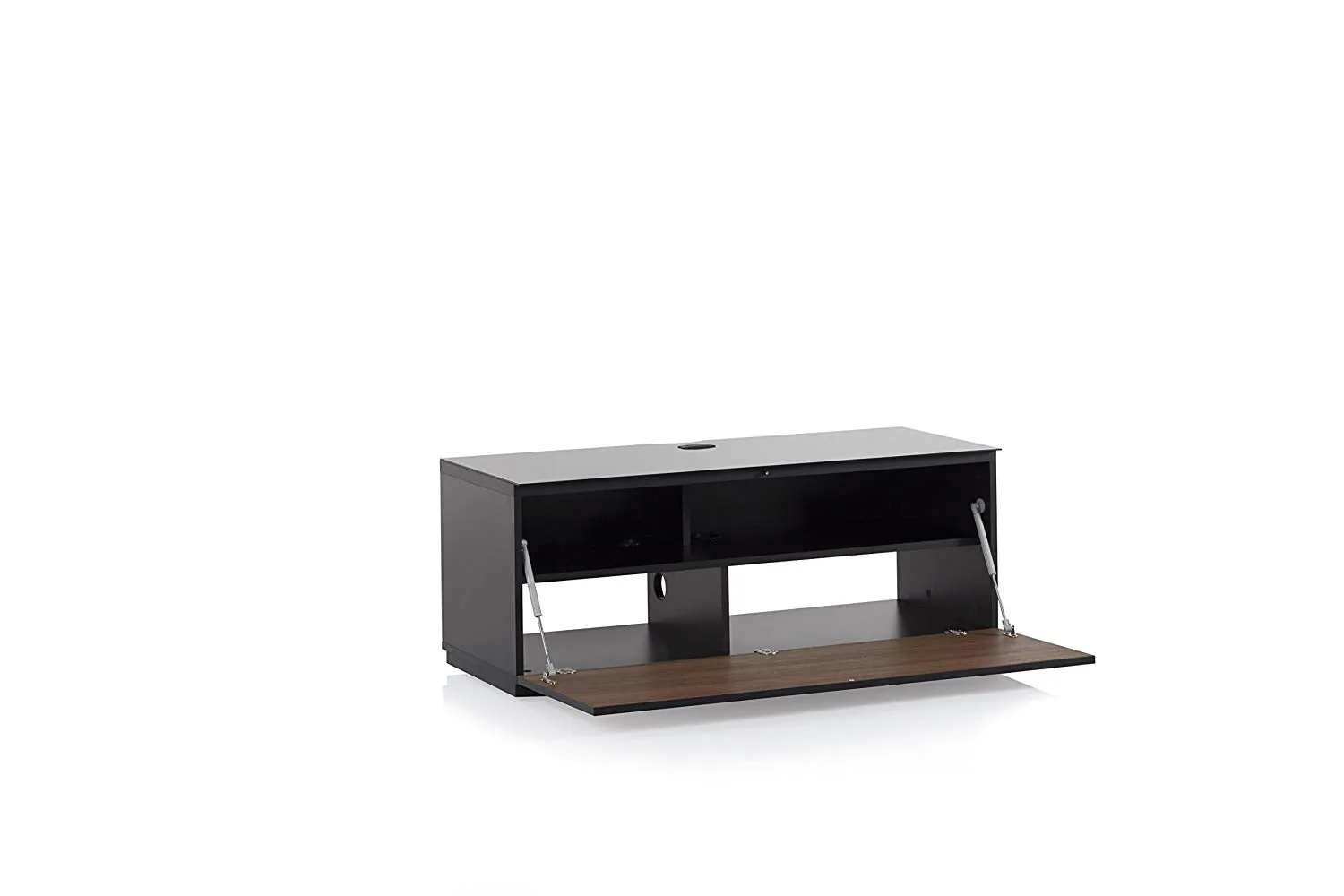 Sonorous Studio ST110 Modern TV Stand w/ Hidden Wheels for TVs up to 65" - Black / White Wood Cover