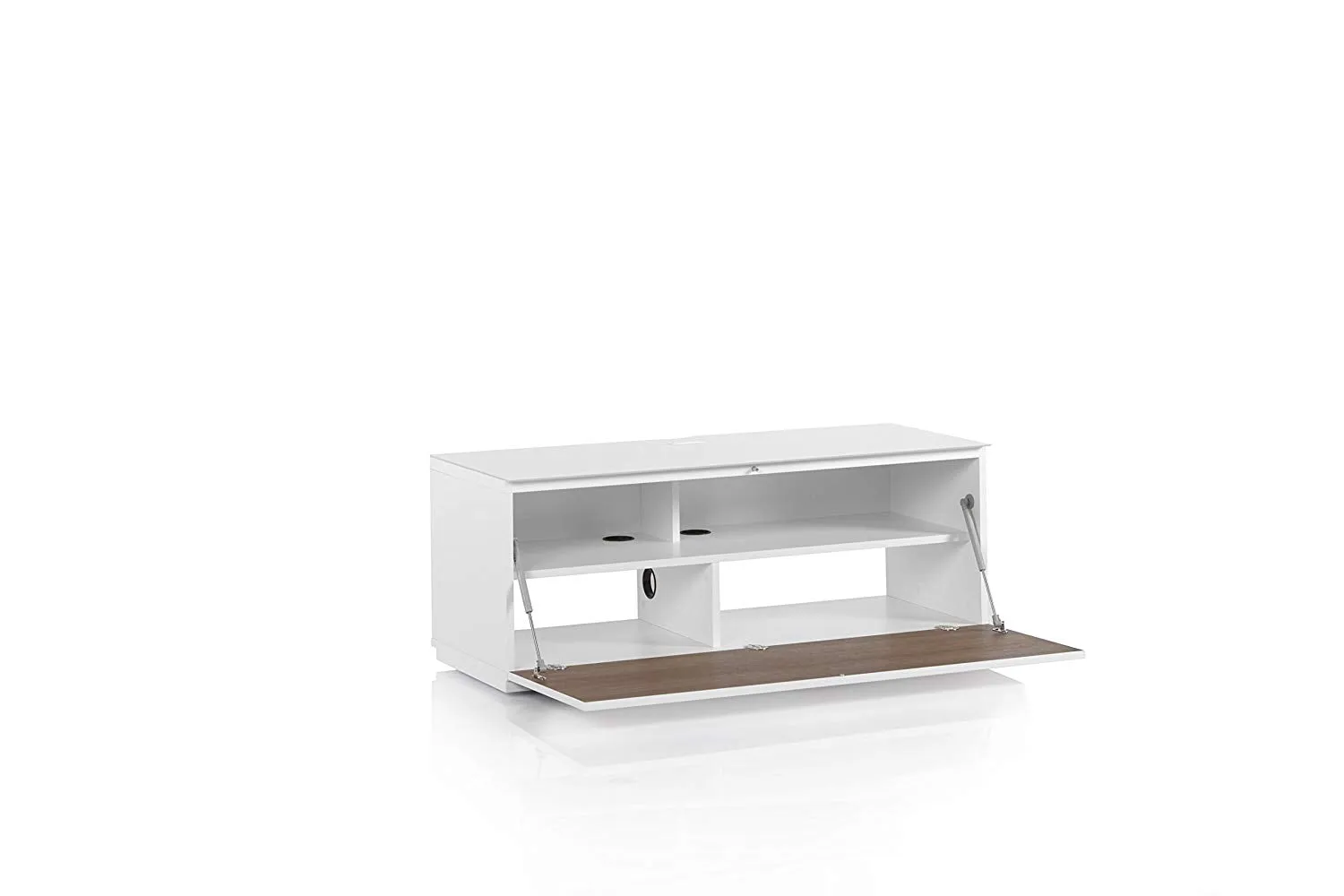 Sonorous Studio ST110 Modern TV Stand w/ Hidden Wheels for TVs up to 65" - White / Black Wood Cover