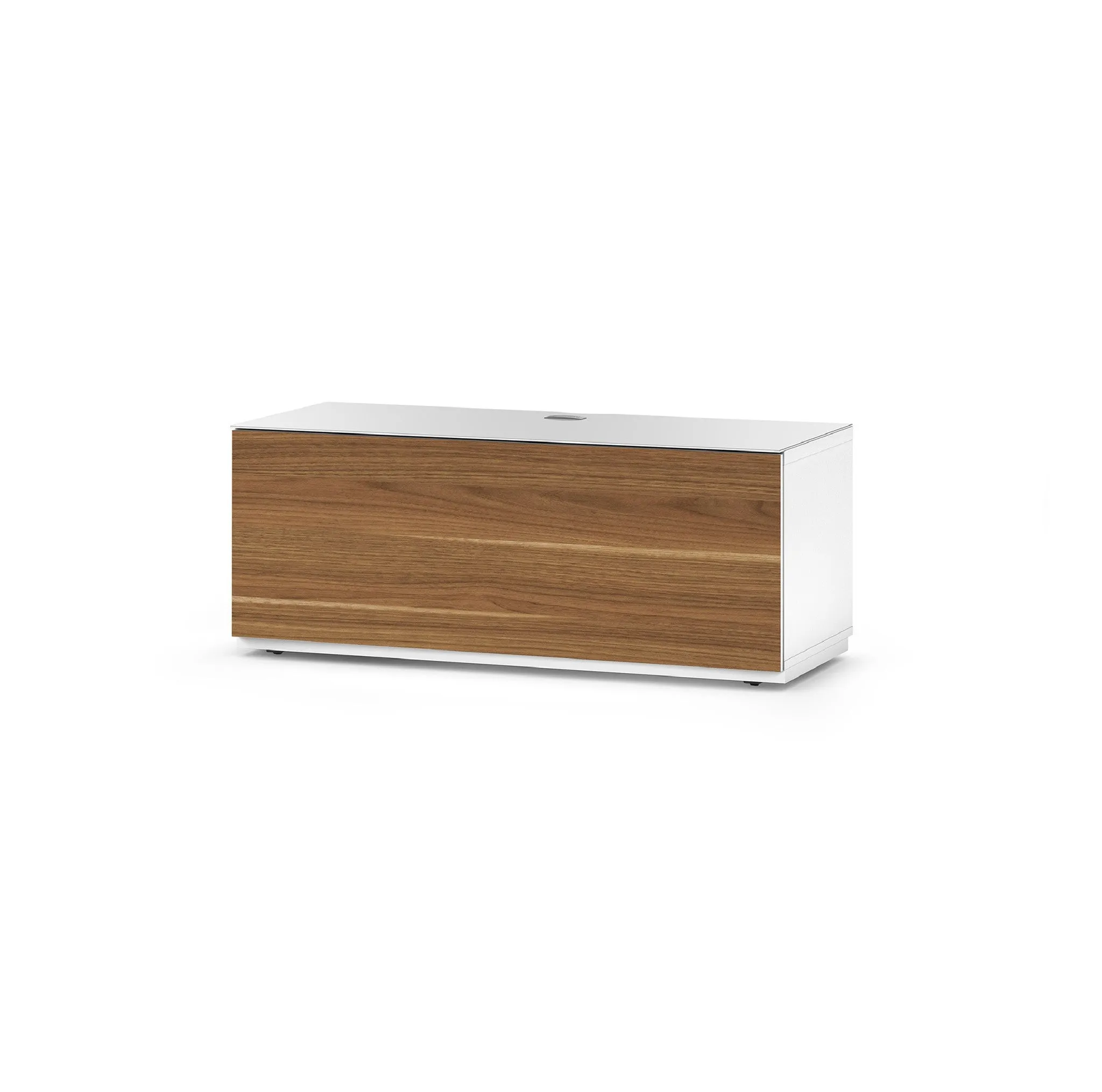 Sonorous Studio ST110 Modern TV Stand w/ Hidden Wheels for TVs up to 65" - White / Walnut Wood Cover