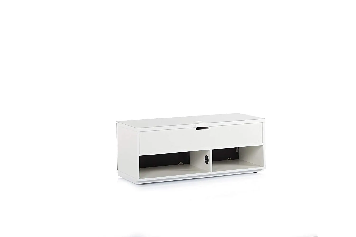 Sonorous Studio ST110 Modern TV Stand w/ Hidden Wheels for TVs up to 65" - White / Walnut Wood Cover