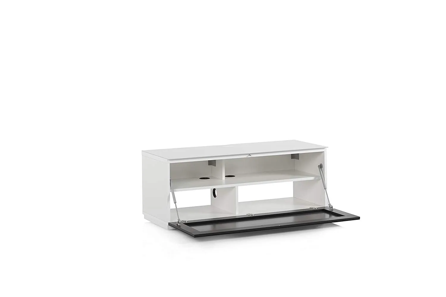 Sonorous Studio ST110 Modern TV Stand w/ Hidden Wheels for TVs up to 65" - White / White Glass Cover