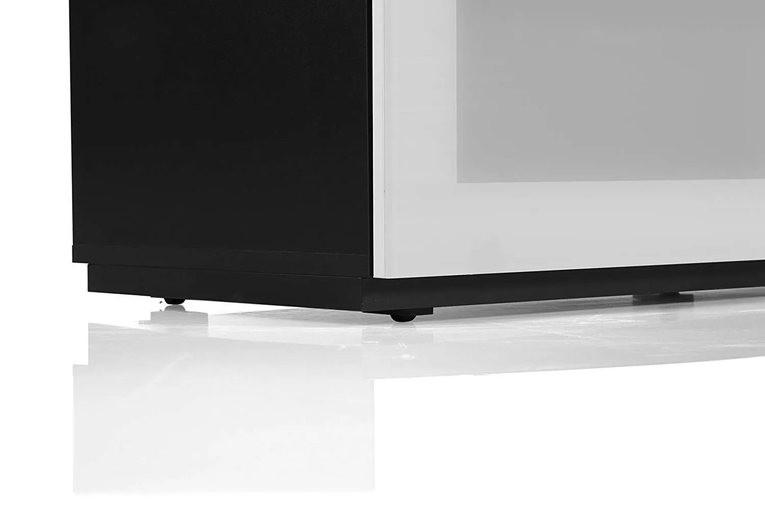 Sonorous Studio ST160 Modern TV Stand w/ Hidden Wheels for TVs up to 75" - Black / White Glass Cover