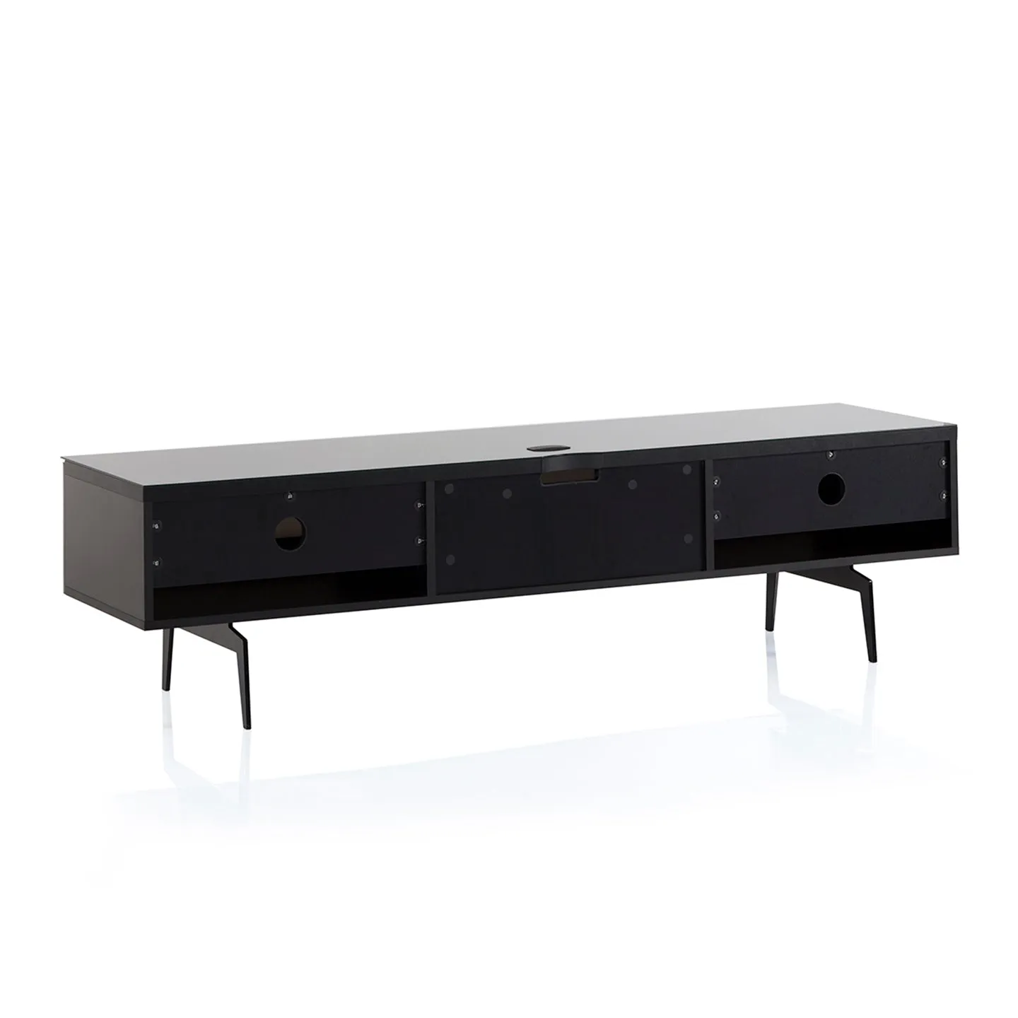 Sonorous Studio ST360 Modern TV Stand w/ Spike Legs for TVs up to 75" - Black / Walnut Wood Cover