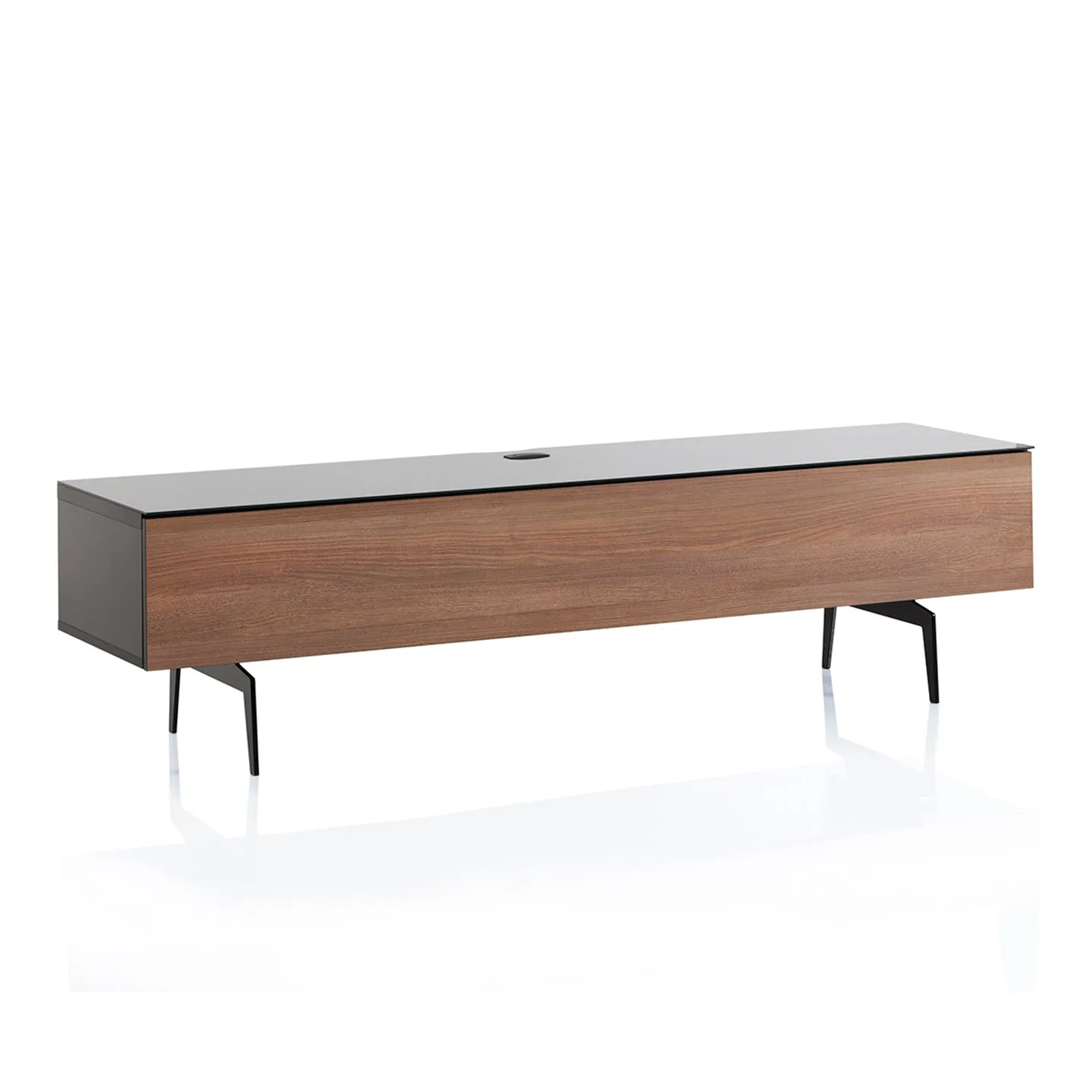 Sonorous Studio ST360 Modern TV Stand w/ Spike Legs for TVs up to 75" - Black / Walnut Wood Cover