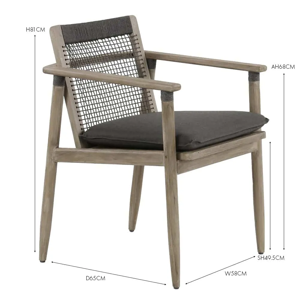 Sutherland Teak and Rope Dining Armchair