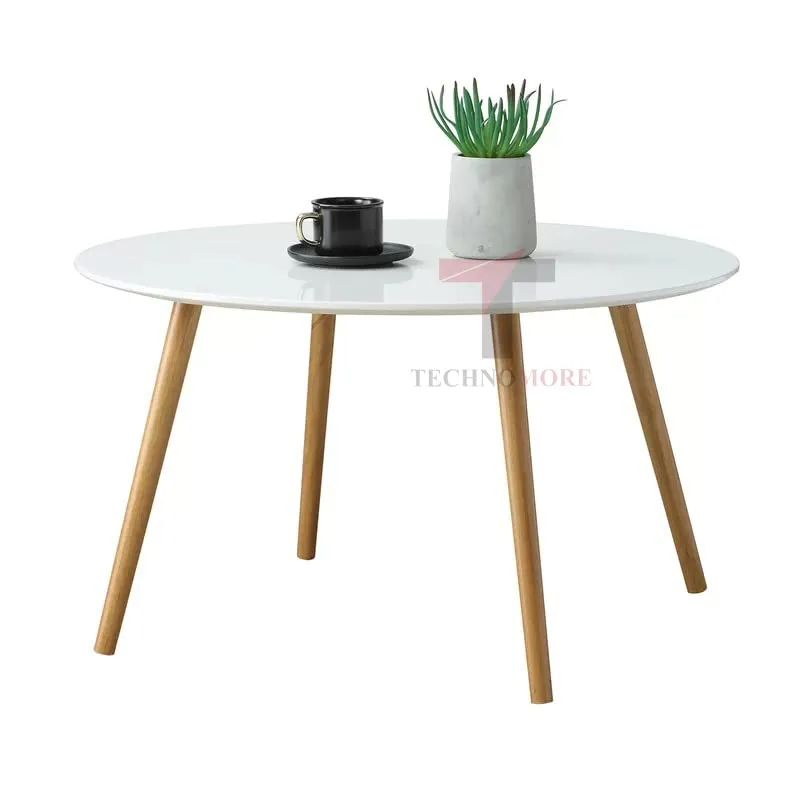 Technomore Round Coffee Table Center Table End Table Sofa Set Table for Living Room, Bedroom & Home Office etc. (White, Engineered Wood)