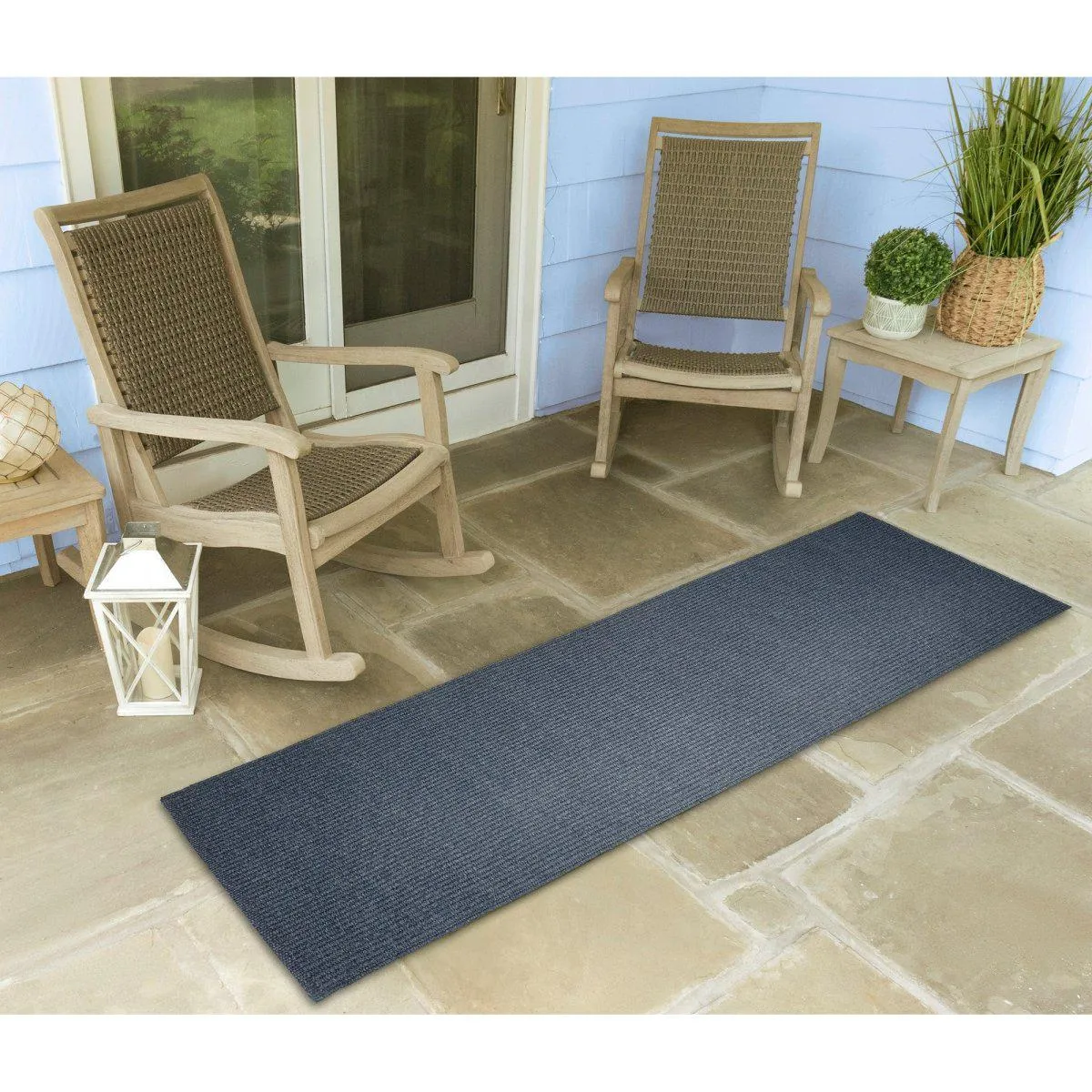 Trans-Ocean AVALON Indoor/Outdoor Power Loomed Polypropylene Durable Area Rug  - Navy