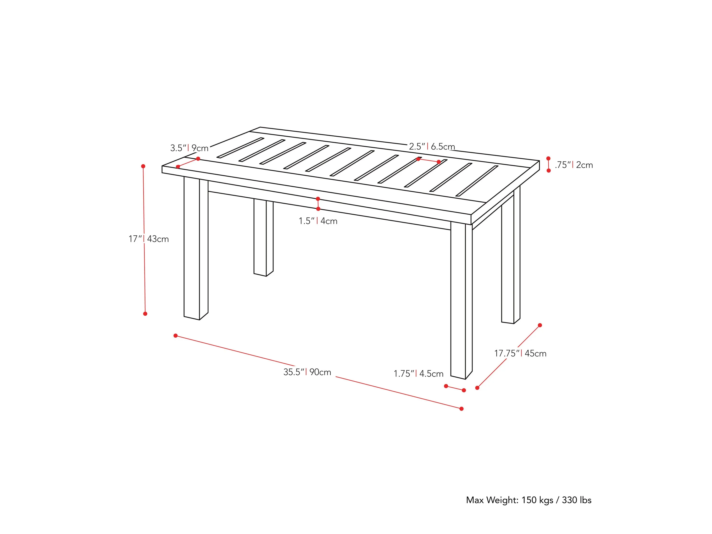 Washed White Hardwood Outdoor Coffee Table