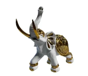 White & Gold Elephant Decor Scuplture